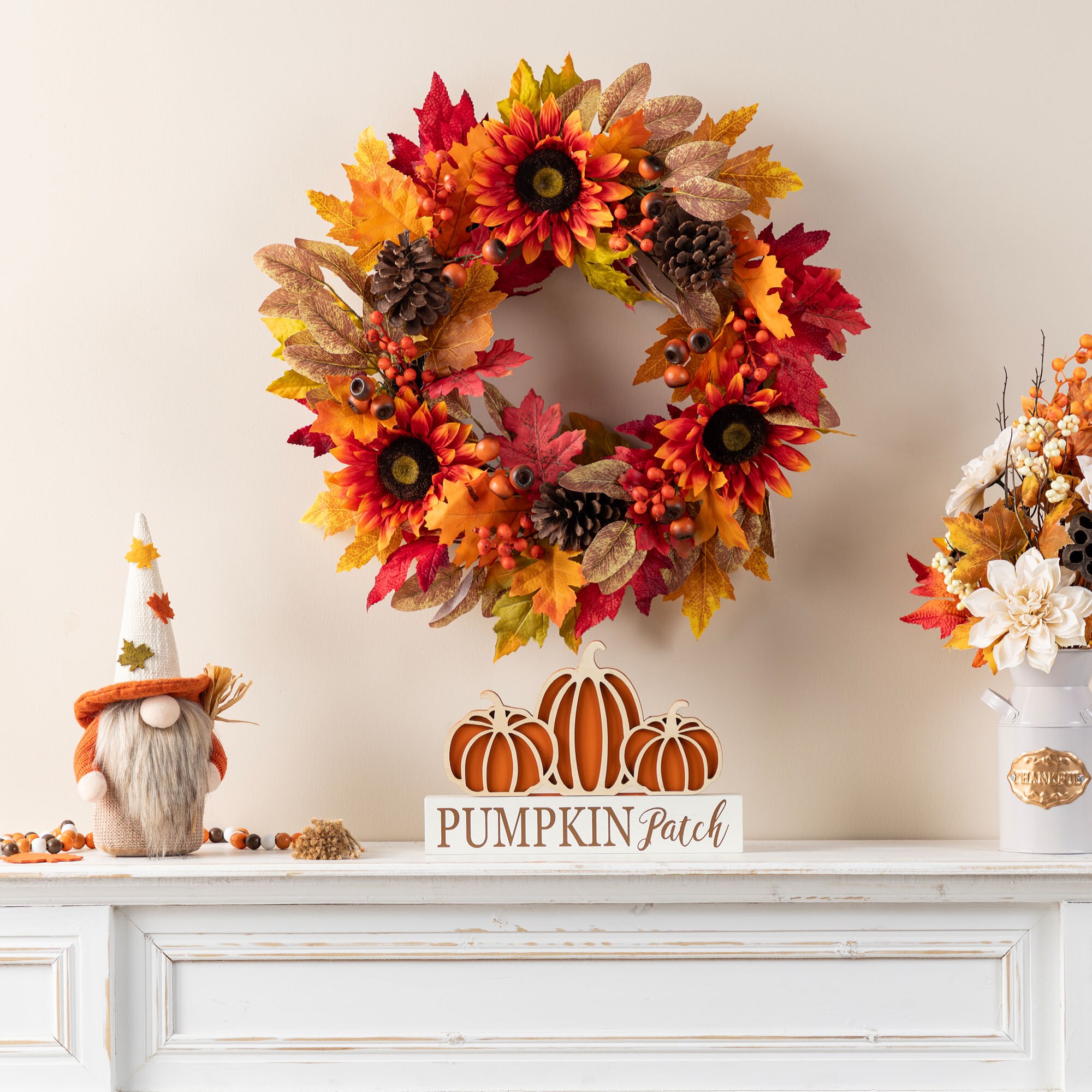Glitzhome 2019500027 Artificial-Thanksgiving-Wreaths - View #7