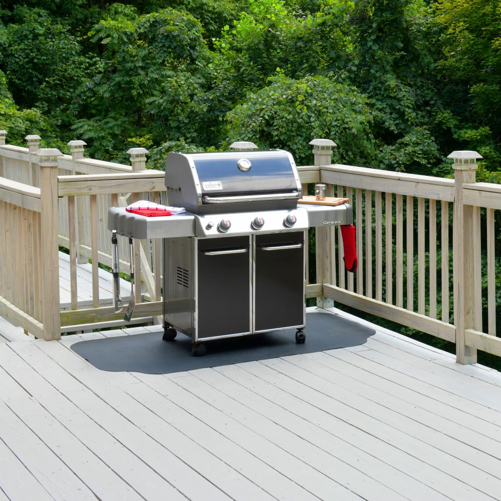 GrillTex Under-the-Grill Protective Patio and Deck Mat Vinyl Rectangular  Black Grill Mat in the Grill Mats department at Lowes.com