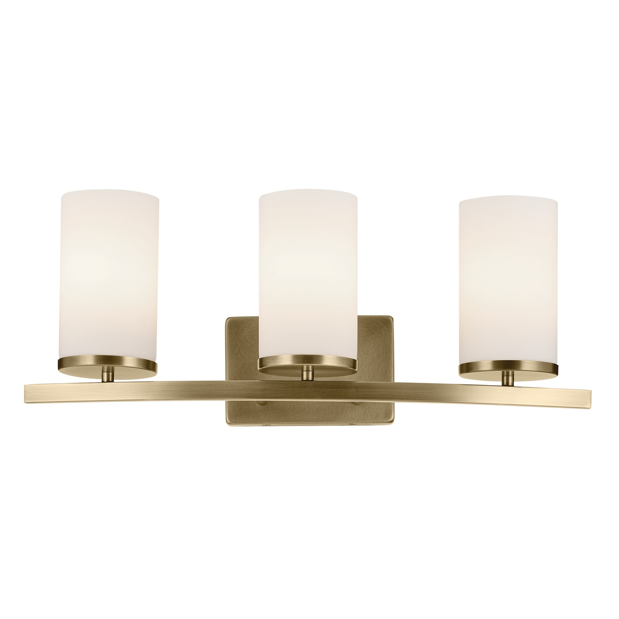 Natural Brass 23" Vanity Light with Satin Etched Opal Glass Shades