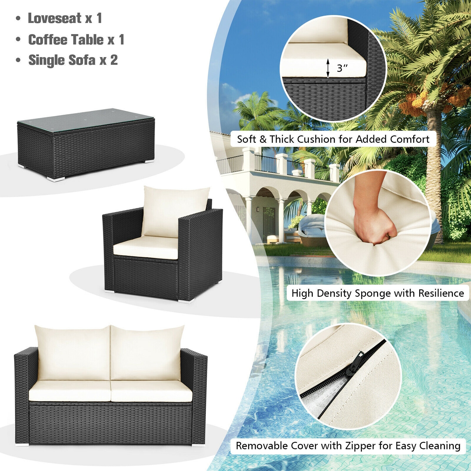 Forclover HYFE-65410BCR Patio-Conversation-Sets - View #6