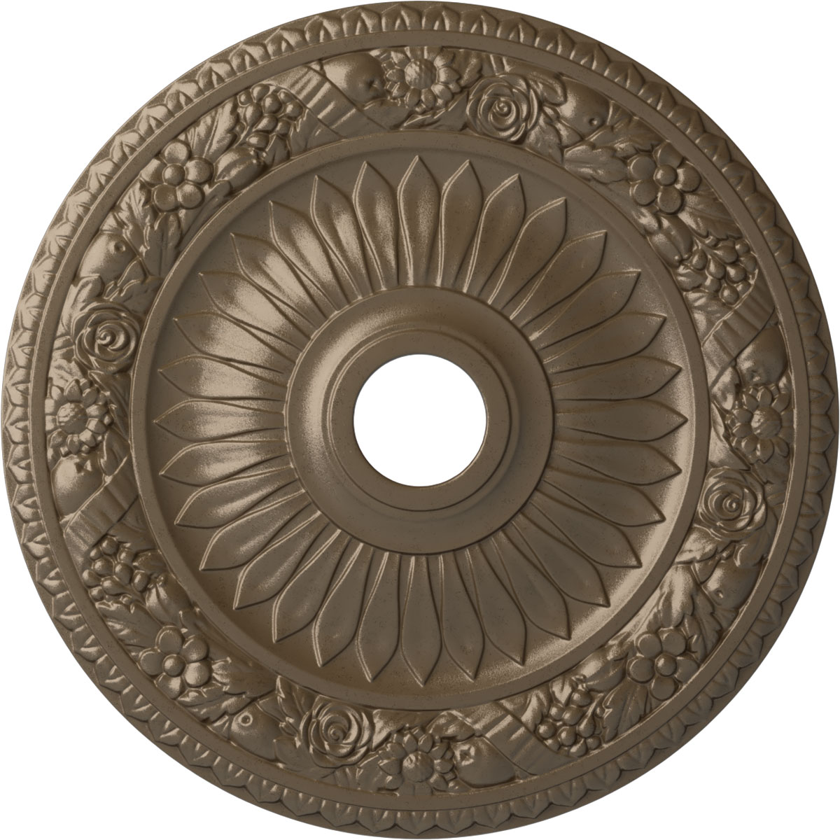 Ekena Millwork CM23BEWSS Bellona 23.625-in W x 23.625-in L Painted Warm Silver Polyurethane Whole Ceiling Medallion