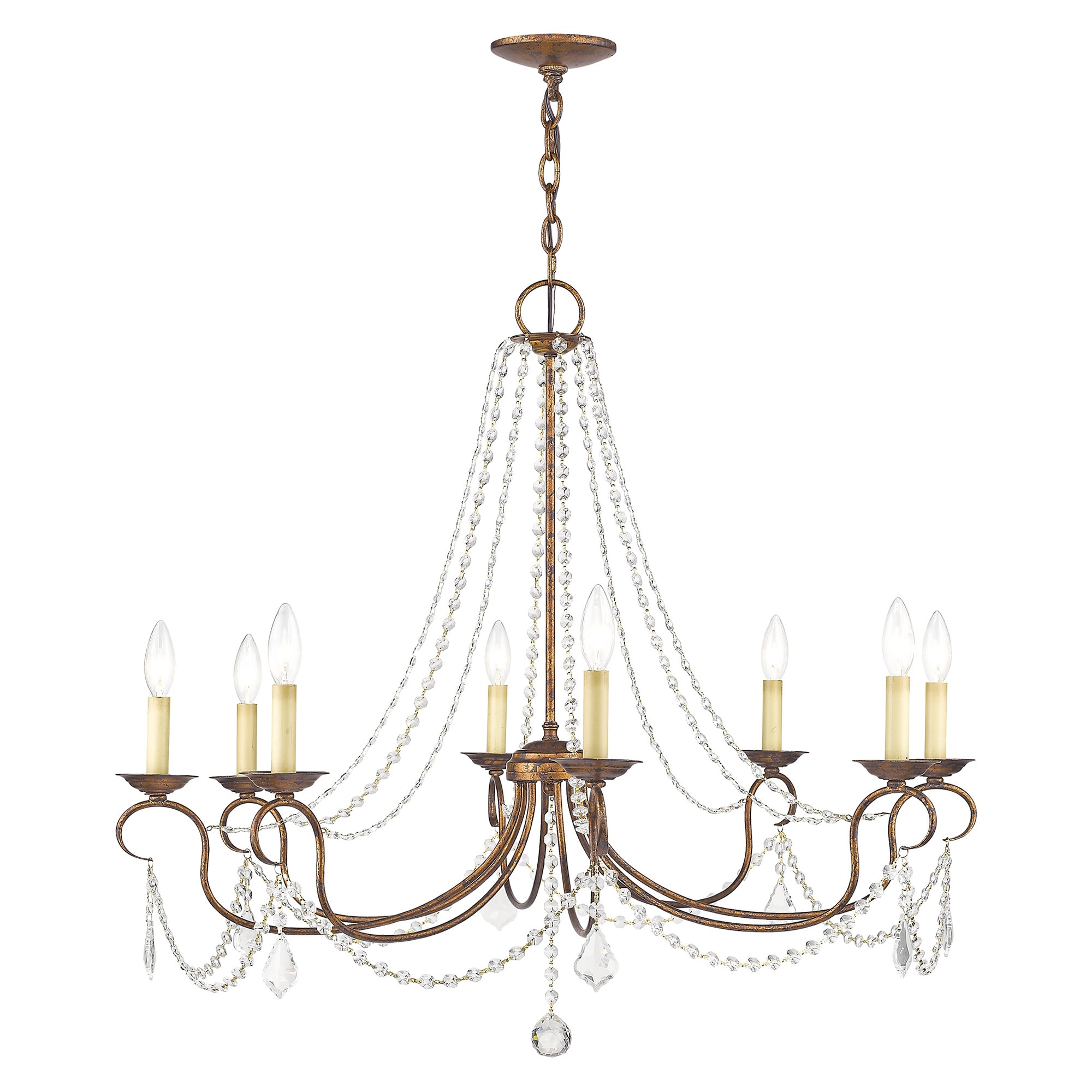 Livex Lighting 6518-71 Pennington 8 -Light Antique Bronze Traditional Crystal For Use in Bathrooms, Bedrooms, Dining Rooms, Foyers, Kitchens, Living Rooms Chandelier