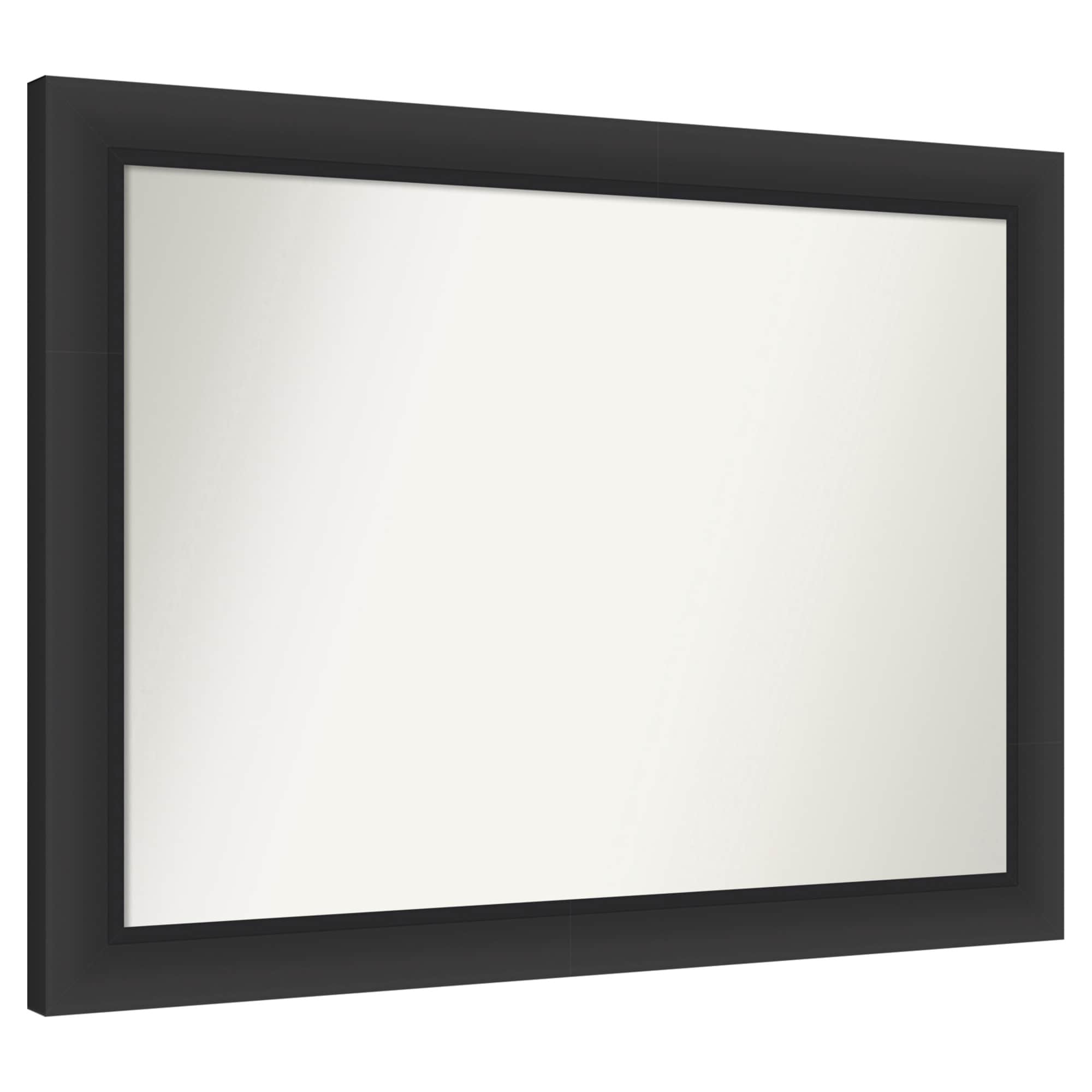 Amanti Art -  Non-Beveled Mirror Sloped Black Framed Wood Bathroom Wall Mirror 32.5 x 43.5 in.
