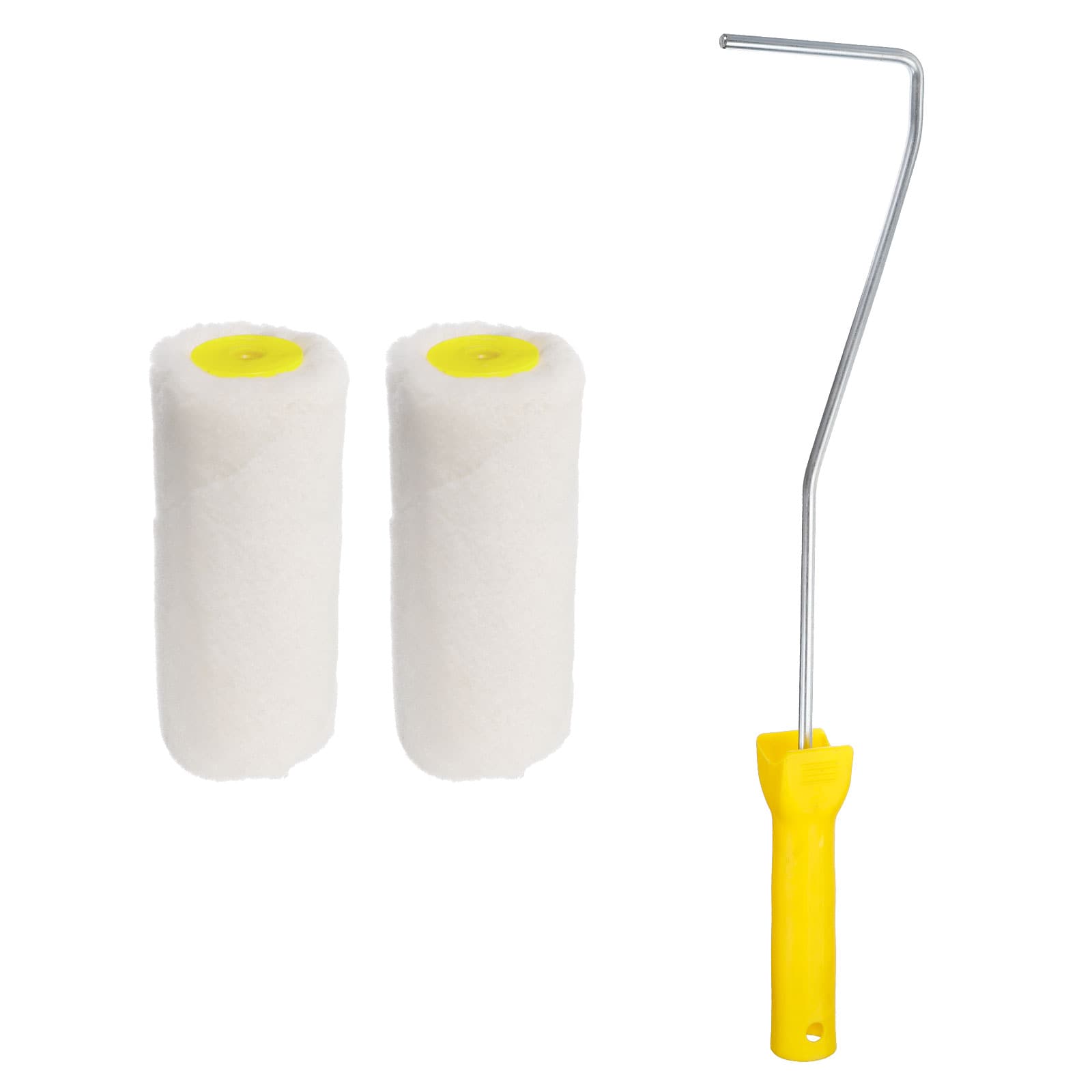 Unique Bargains 3pcs Paint Roller Kit 2pcs 9mm Thickness 30mm Diameter 4 Inch Wool Roller Covers and 16 Inch Paint Roller Frame for Wall Trim