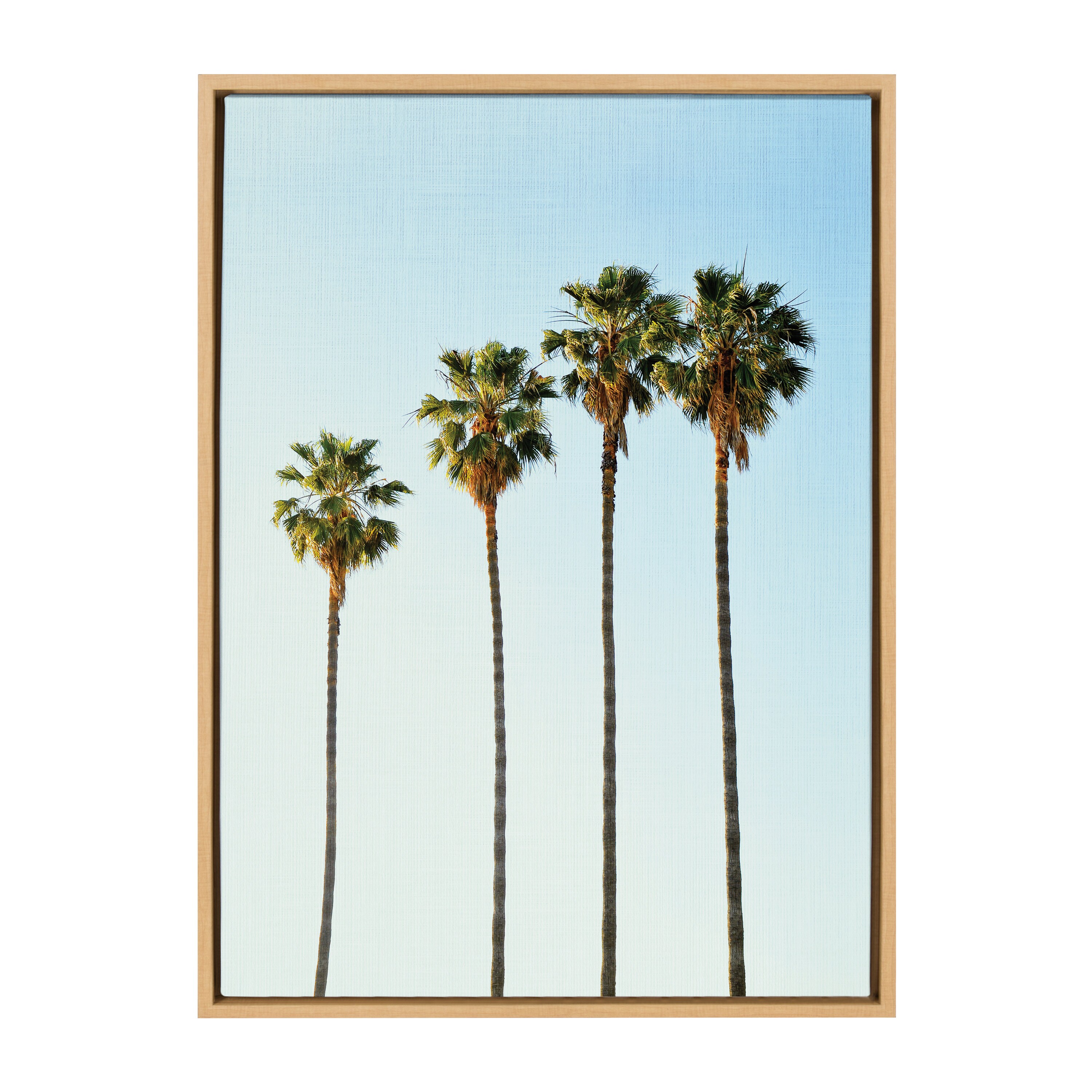 Kate and Laurel 217545 Four Palm Trees Tai Prints Brown Framed 33-in H x 23-in W Coastal Print on Canvas