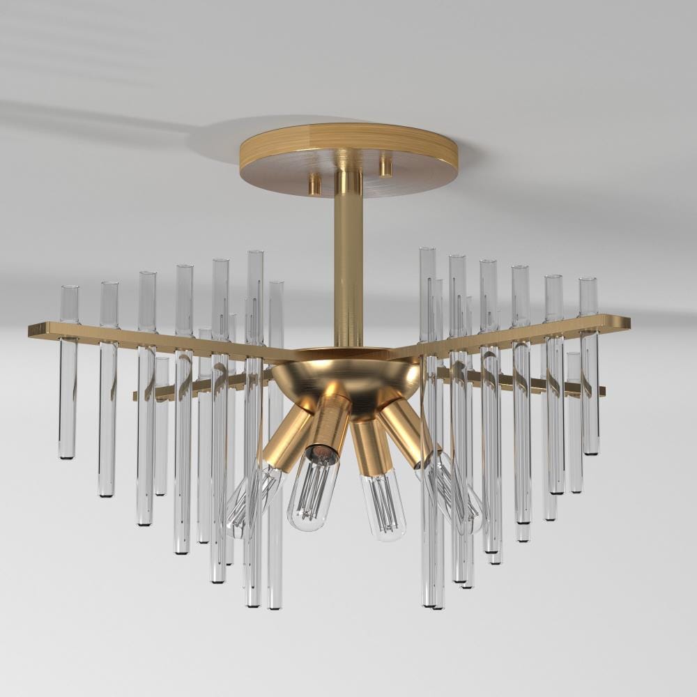 Vintage Inspired Clear Glass & Antique Brass Ceiling Light