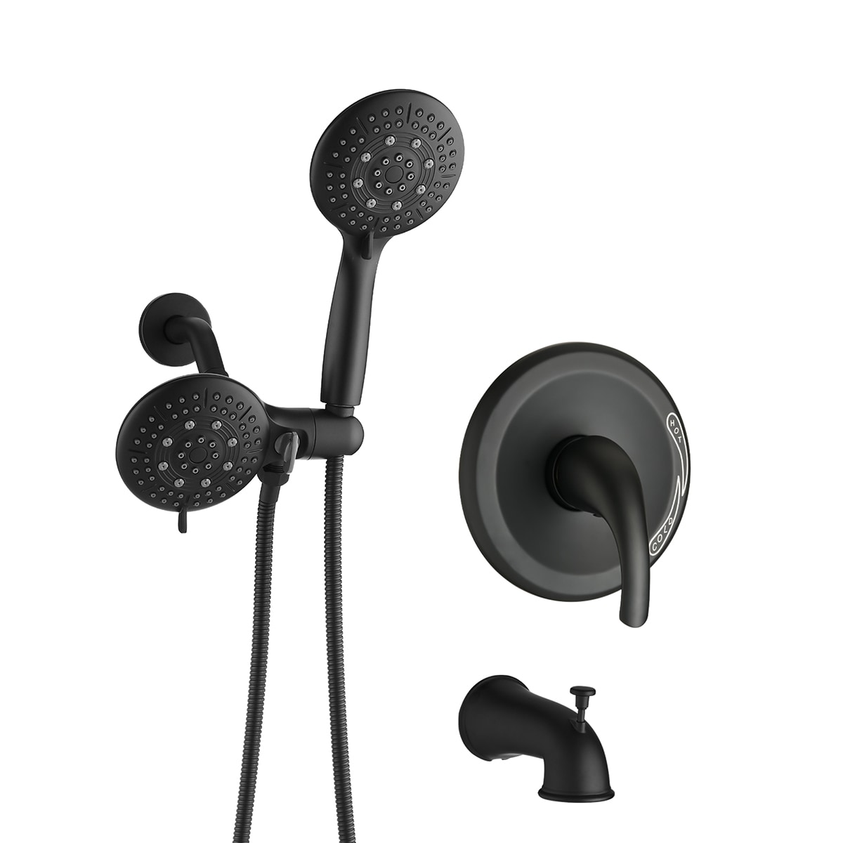 Mondawe MD-KL46591 Matte Black 4.5-in Built-In Shower Faucet System with 3-way Diverter ( Pressure-balanced Valve Included )