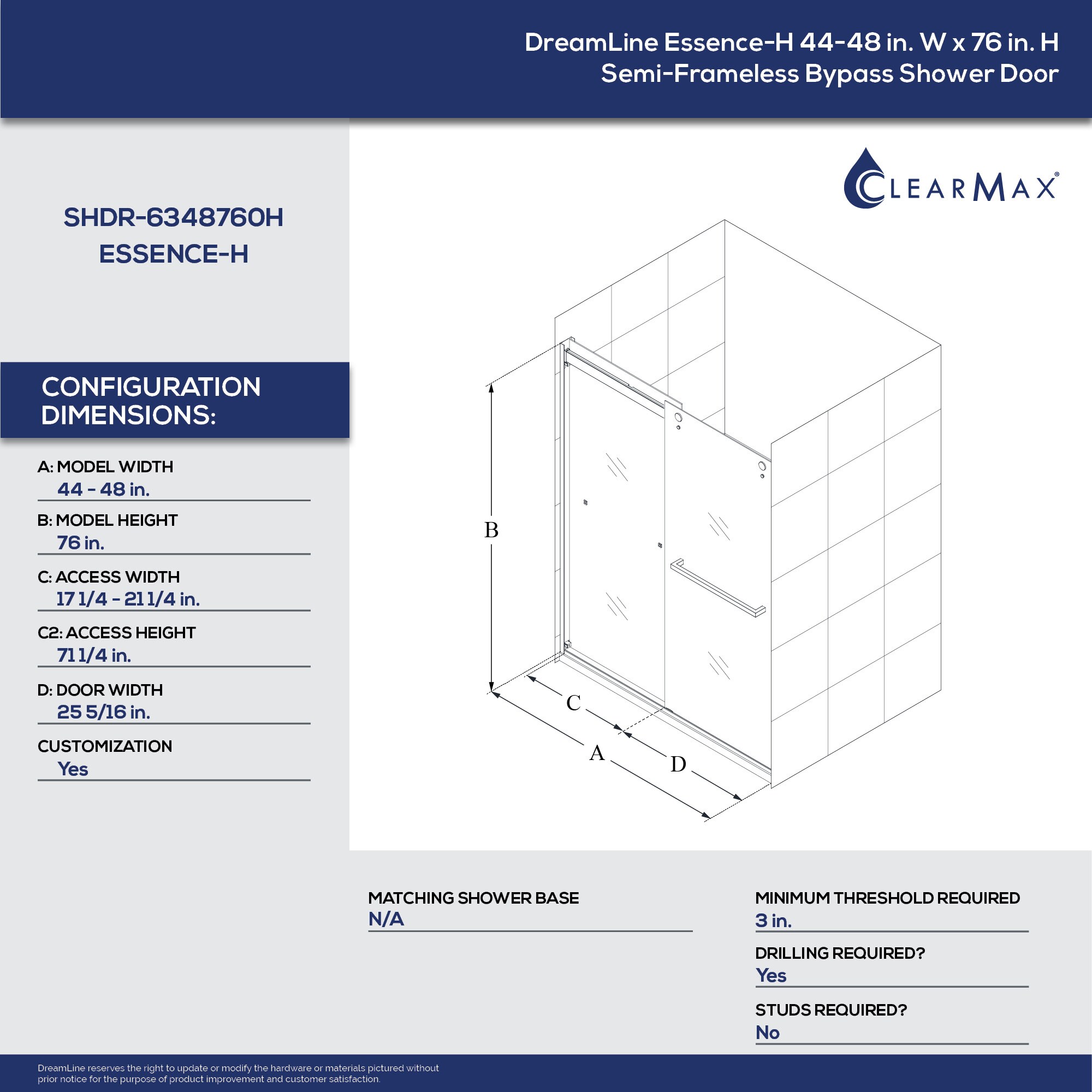 DreamLine SHDR-634876H-09 Shower-Doors - View #2