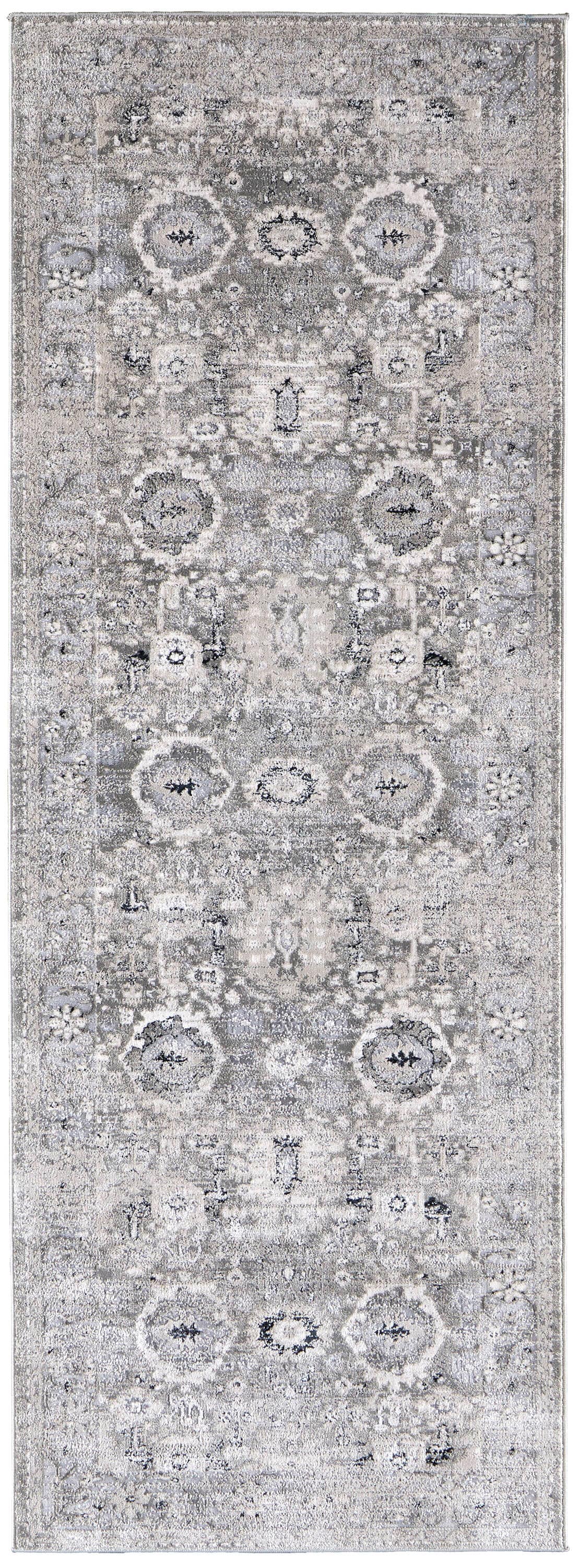 Room Envy MCKR39FUBGESLVI71 3 x 8 (ft) Loomed Polyester Gray/Silver Rectangular Indoor Runner rug