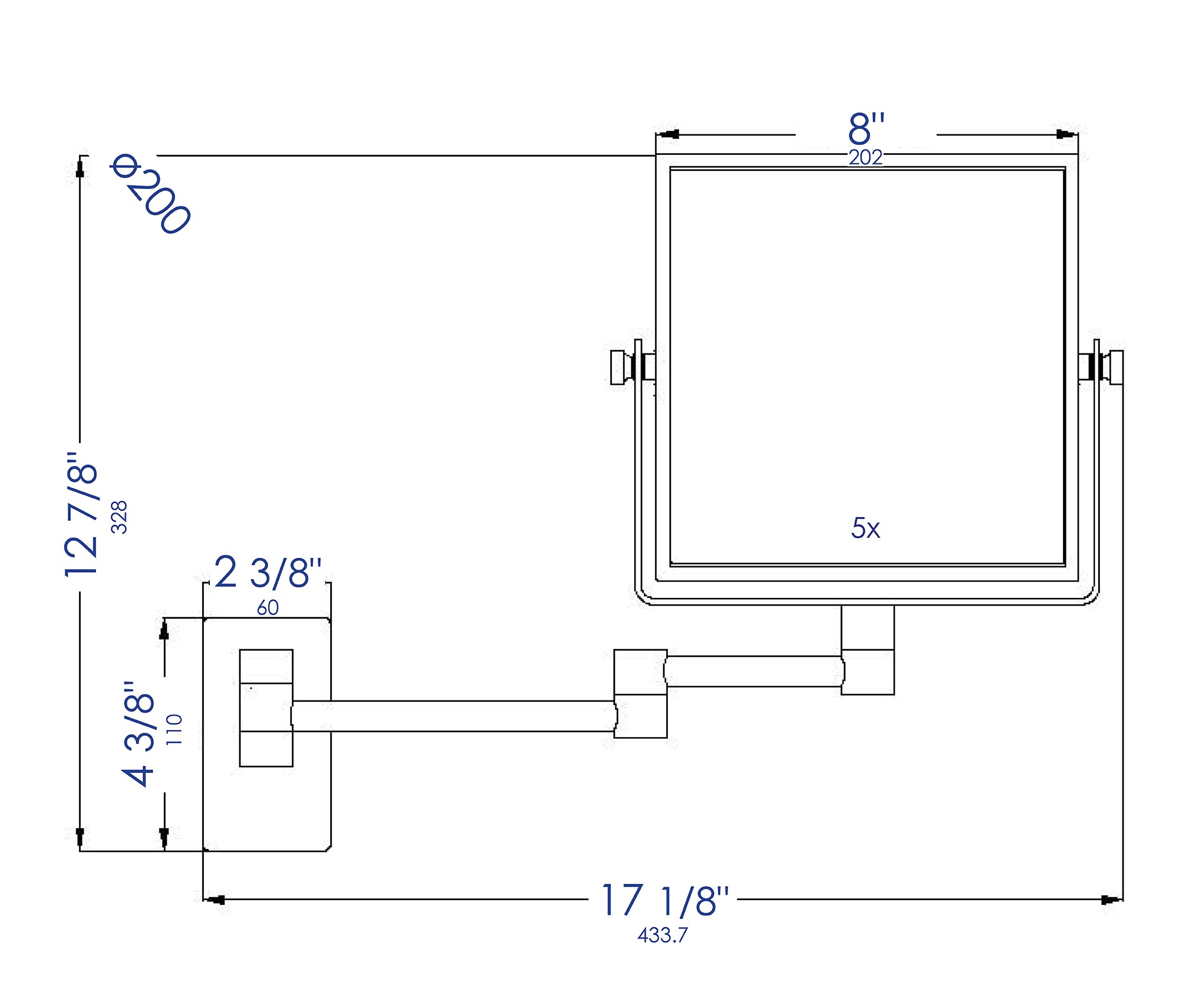 ALFI 8-in x 8-in Brushed Double-sided Magnifying Wall-mounted Vanity ...