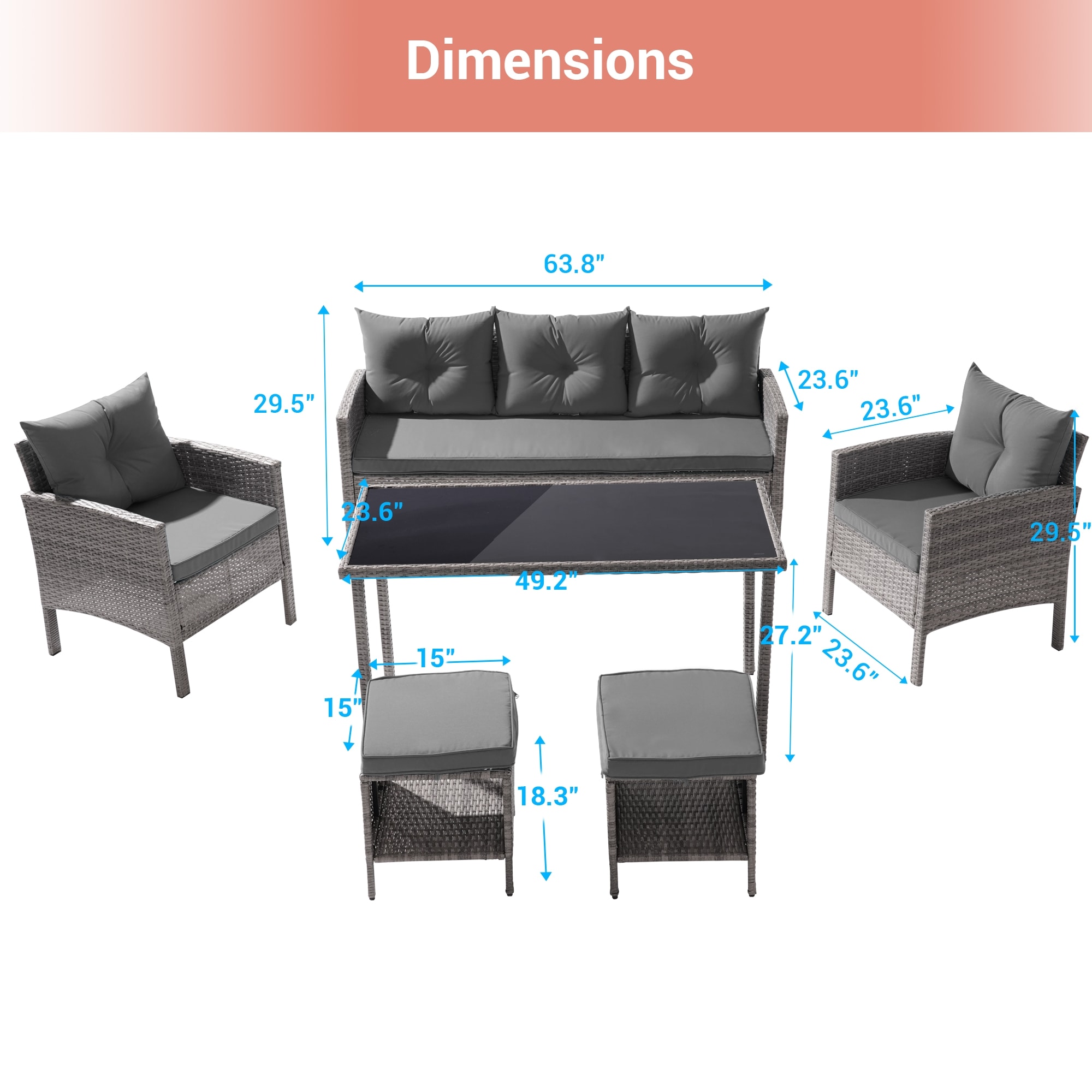 ACEGOSES LW-146-GY Patio-Conversation-Sets - View #2