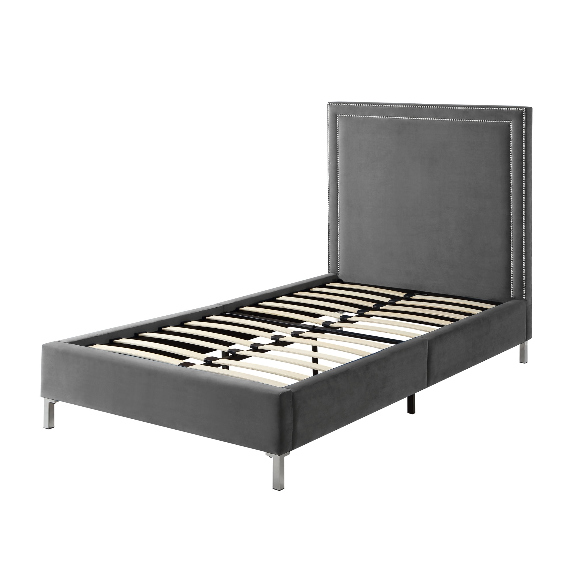 Inspired Home Stefania Grey Full Bed Frame in the Beds department at ...