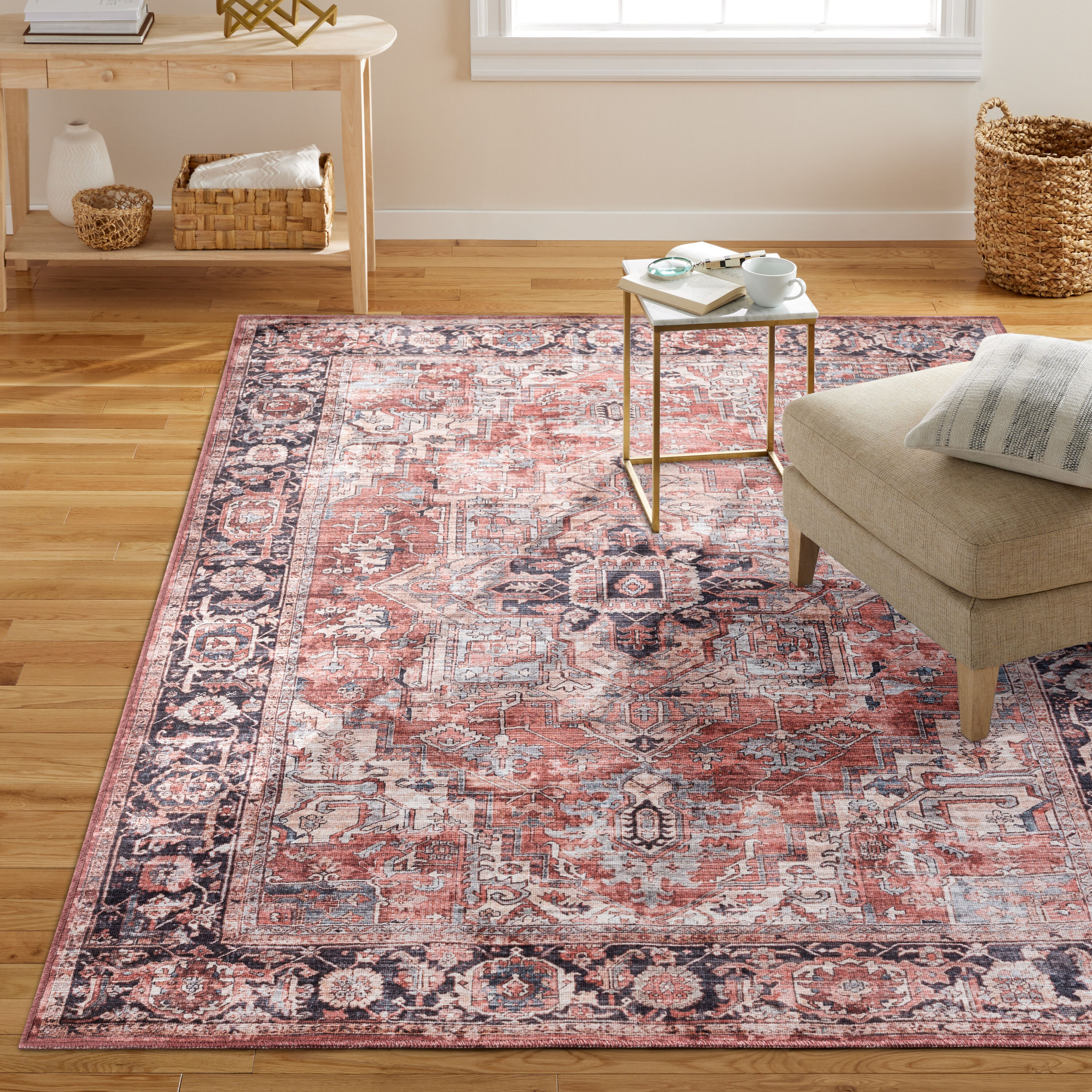 Allen + Roth 8 x 10 Blue Indoor & Outdoor Border Bohemian & Eclectic Area Rug - Each