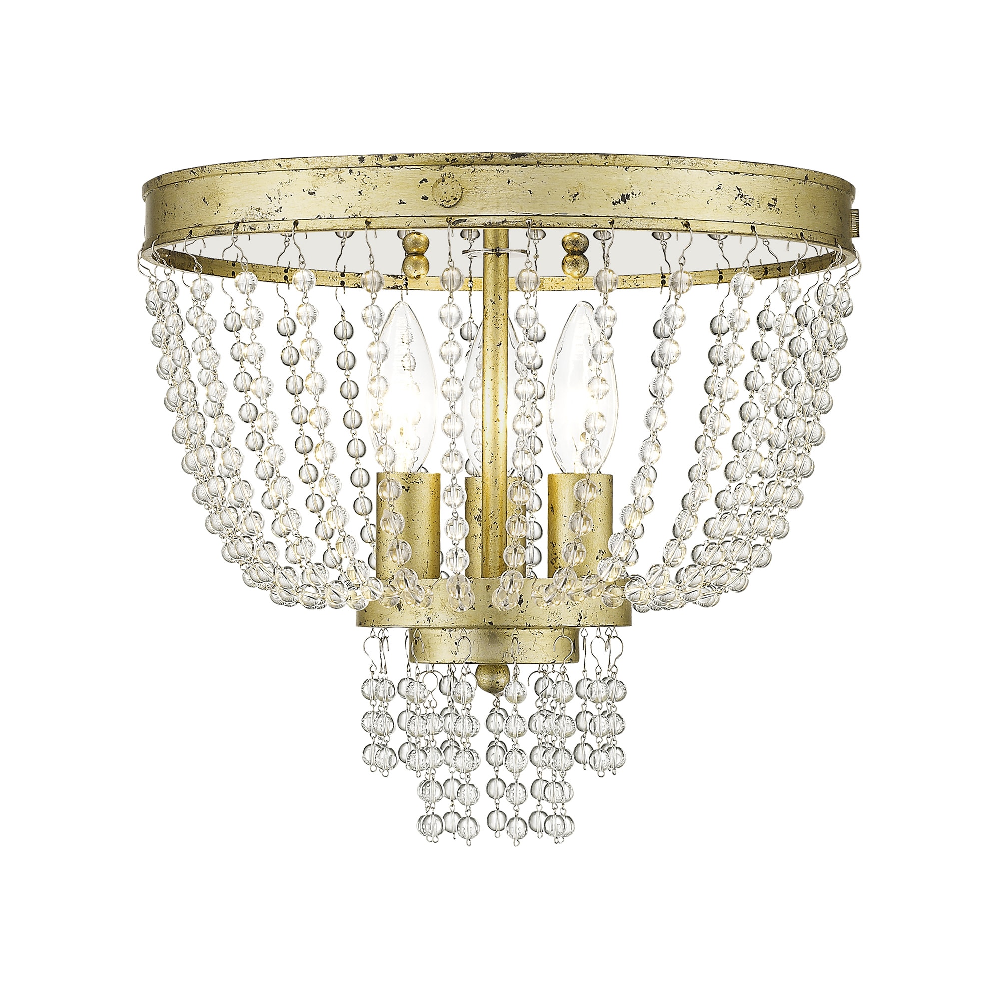 Winter Gold 3-Light Crystal Flush Mount for Indoor/Outdoor