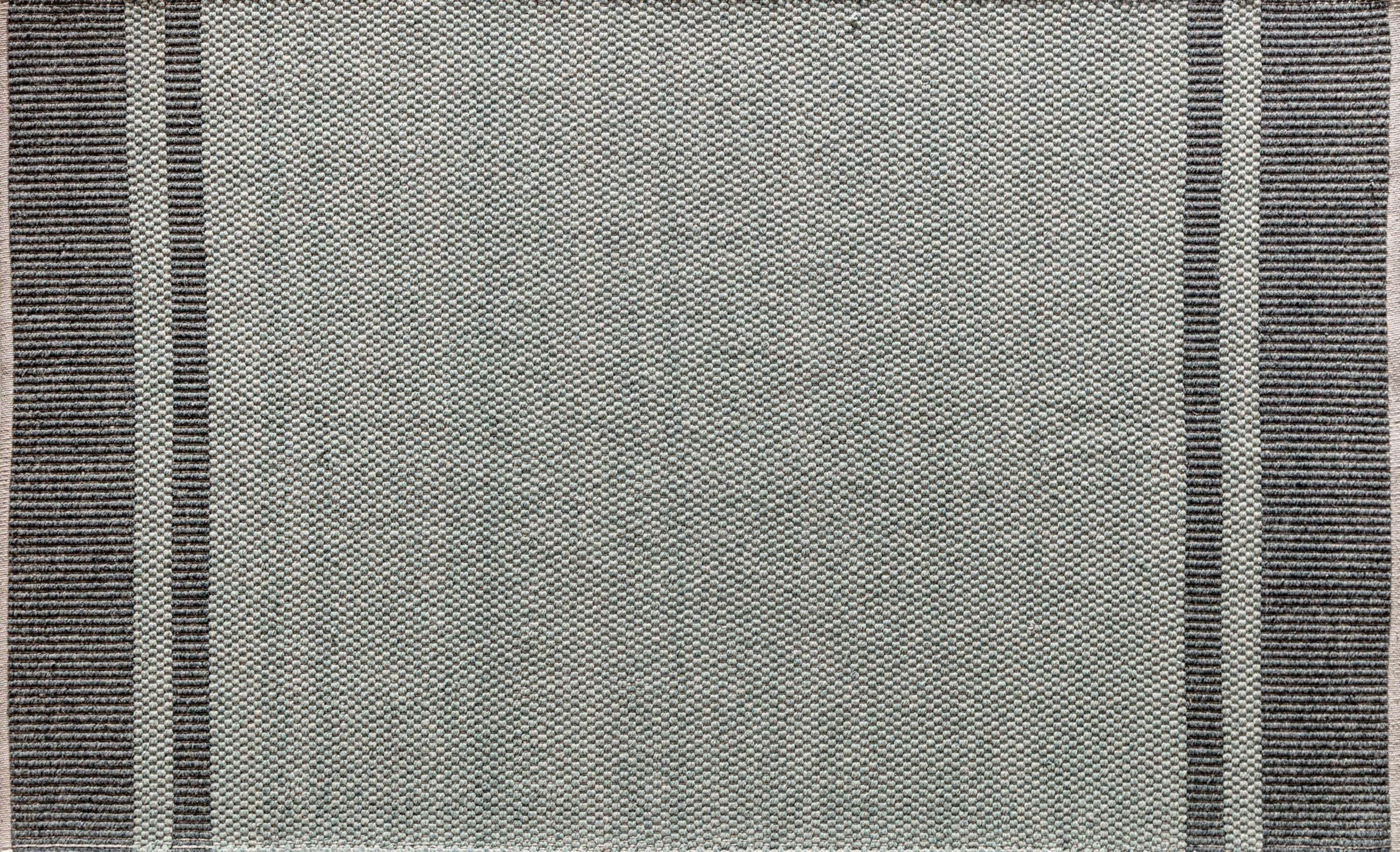 Green and Gray Wool Flat Woven 5' x 7' Striped Area Rug