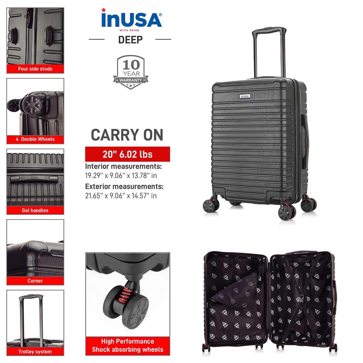 InUSA IUDEE00S-BLK Luggage-And-Luggage-Sets - View #3