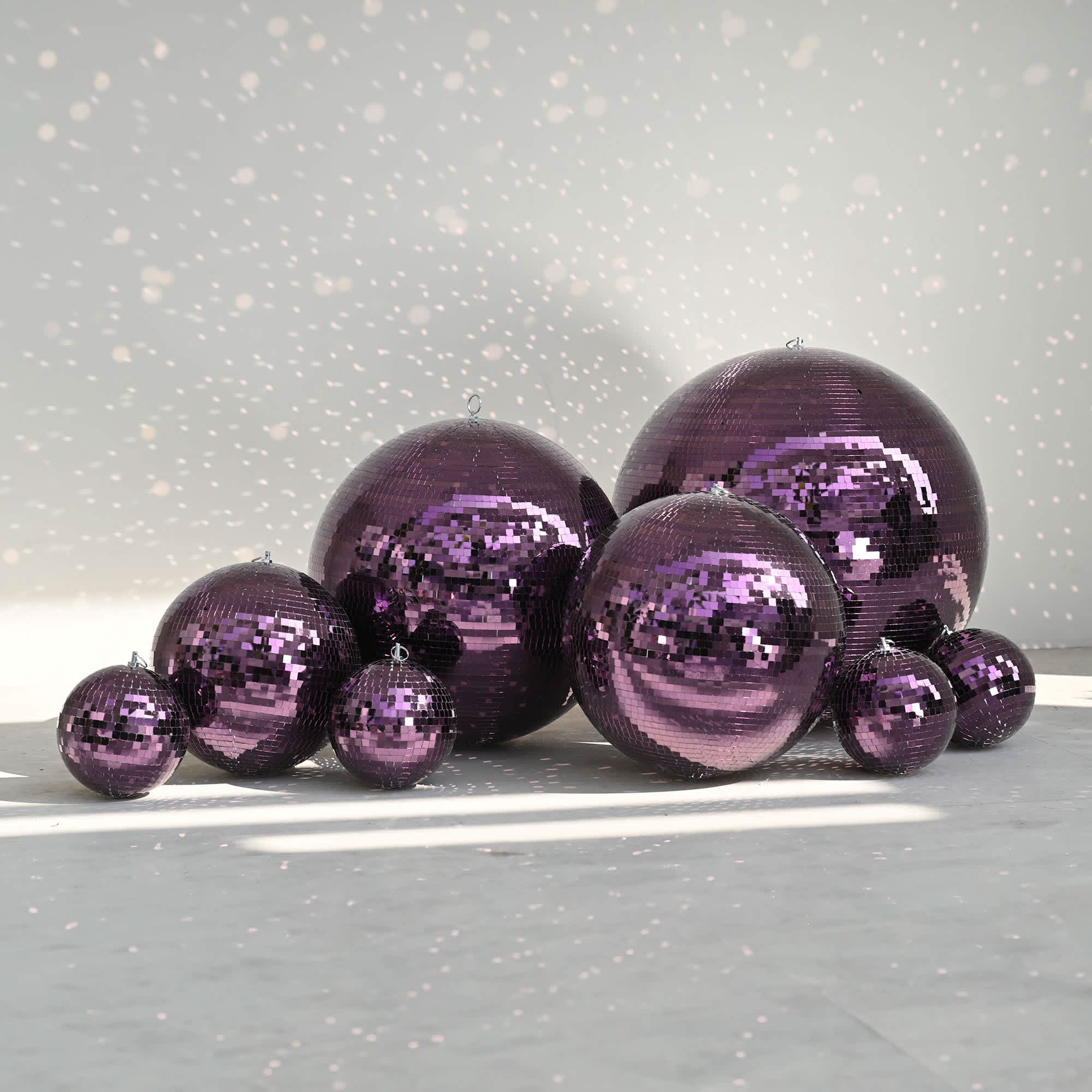Yescom  8PCS Disco Ball Set 7-inch/12-inch/16-inch/20-inch/24-inch Mirror Balls Hanging Glass Decor for 70s 80s Party Events Wedding DJ Club Stage Holiday Purple