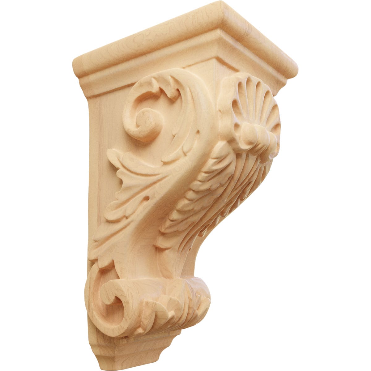 Ekena Millwork CORW03X04X07SHRO 3.5-in x 4.0-in x 7-in Unfinished Red oak Wood Paintable/Stainable Corbel