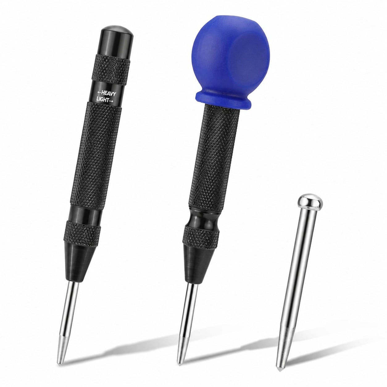 Linder Group Inc Automatic Center Punch Set 2 Pcs Adjustable Spring Loaded Metal Punch Tool with Extra Replacement Tip for Wood Metal Plastic Drilling Marking #L3LW3GTT