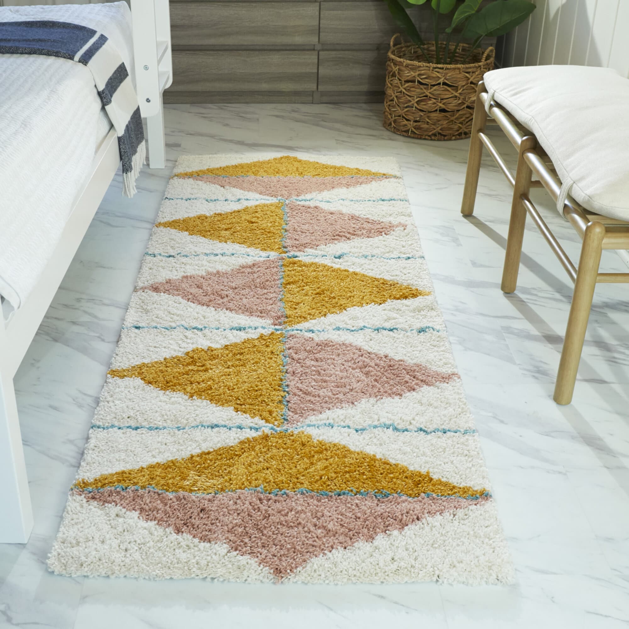 Balta 3011987 Levine 2 x 7 (ft) Loomed Polypropylene Orange Rectangular Indoor Geometric Bohemian/Eclectic Runner rug