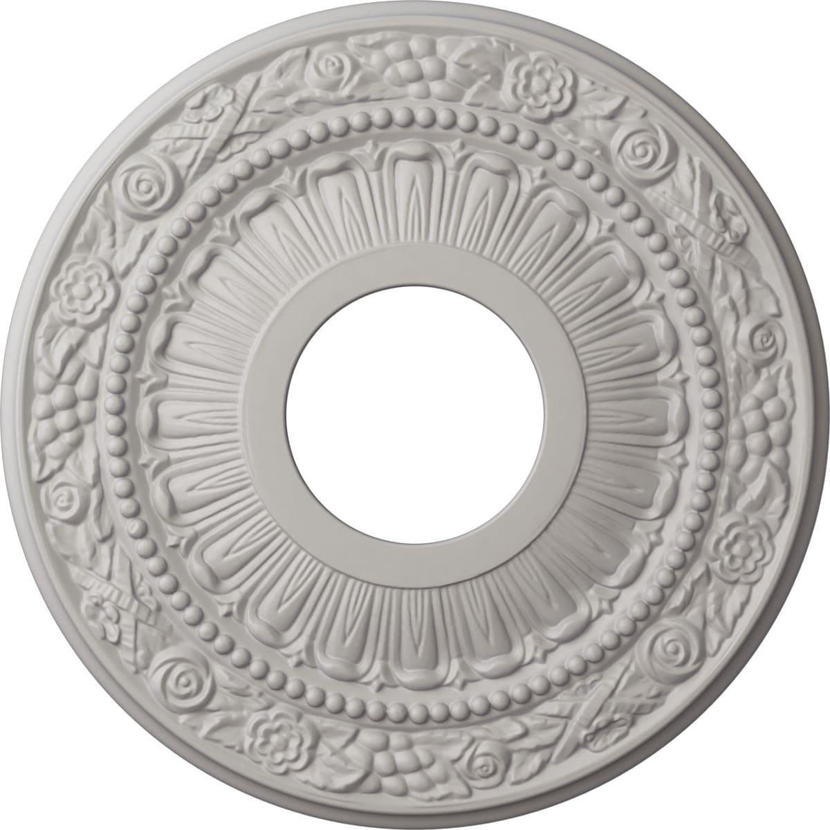 Ekena Millwork CM12NAUWF Nadia 12.125-in W x 12.125-in L Painted Ultra Pure White Polyurethane Whole Ceiling Medallion