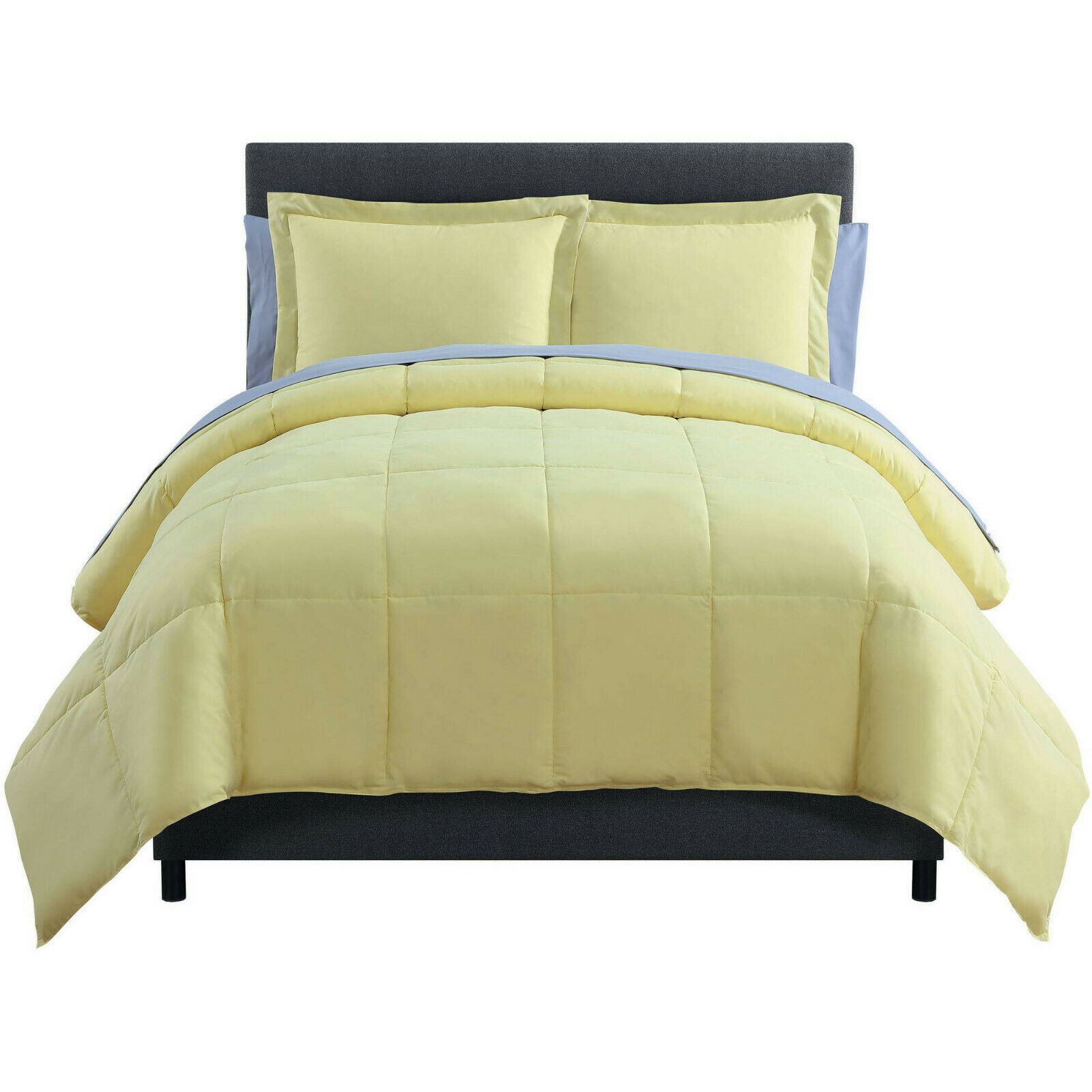 KATE AURORA Living Goose Down Alternative Bed in a Bag Complete Comforter Set King Yellow