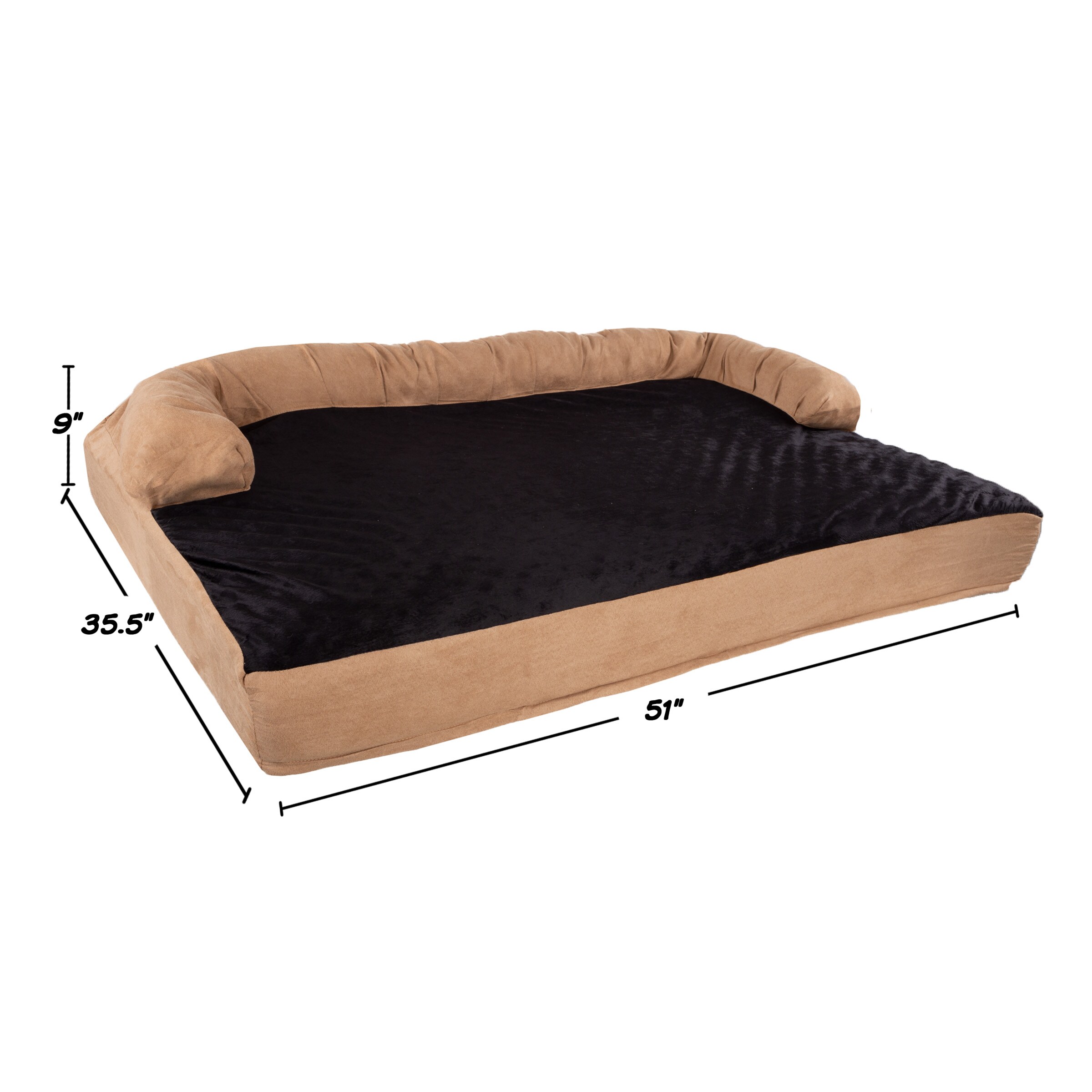 PETMAKER Rectangular Brown And Black Microfiber Sofa Dog Bed In The Pet ...