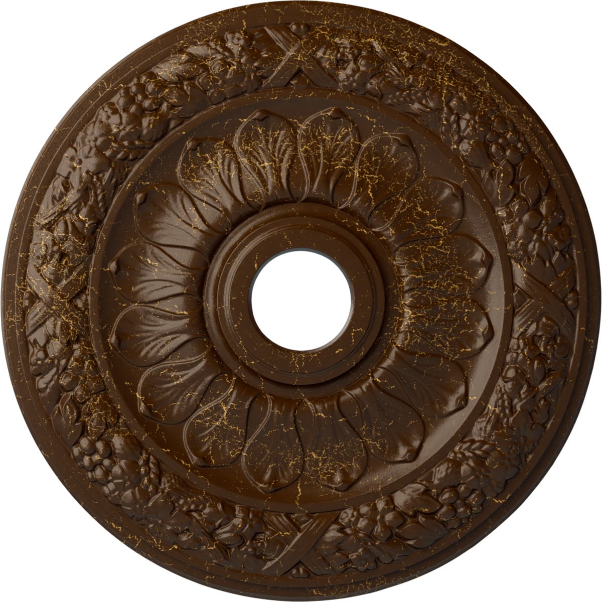 Ekena Millwork CM24SWRBC Swindon 24-in W x 24-in L Root Beer Crackle Polyurethane Ceiling Medallion