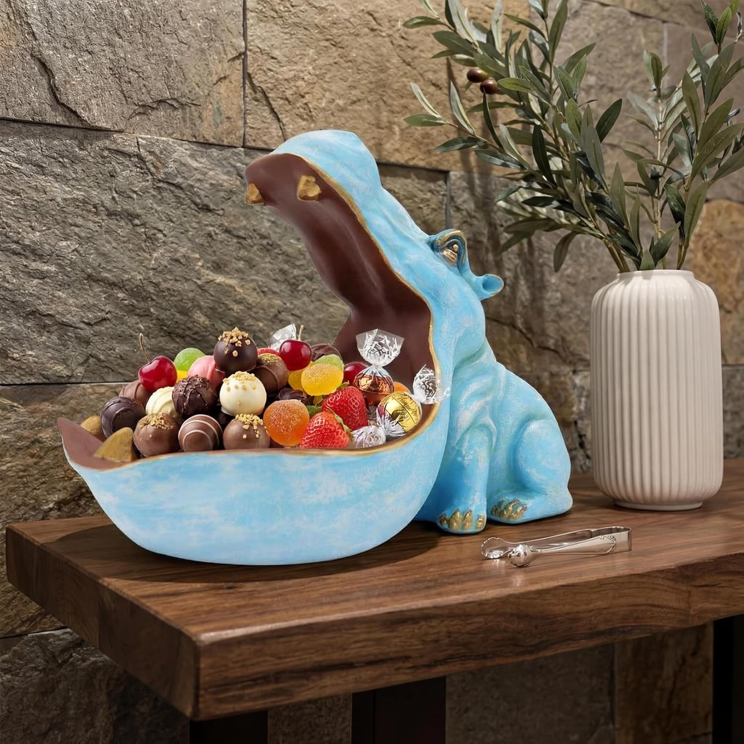 GAOMON Hippo Resin Decorative Tray - Hippopotamus Key Bowl and