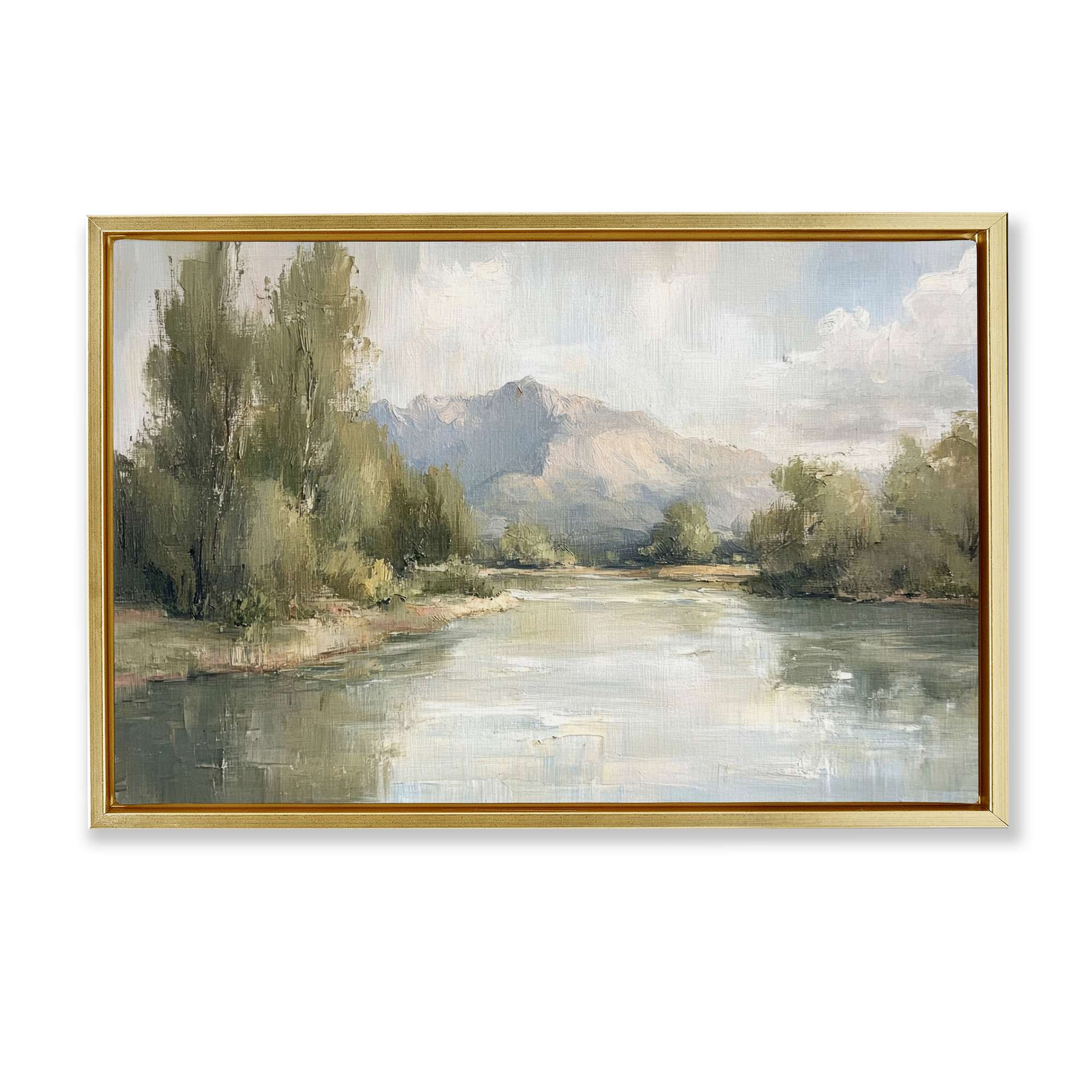 Stupell Industries BT-826-FFG-16X24 Where The River Goes Gold Framed Floater Canvas Wall Art By Petal Prints Design 25 x 17