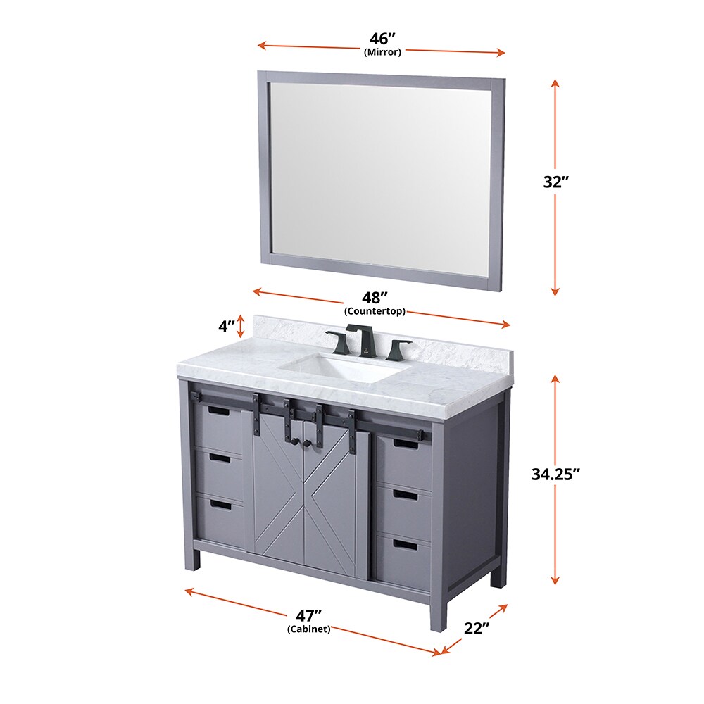 Lexora Marsyas 48-in Dark Gray Undermount Single Sink Bathroom Vanity ...