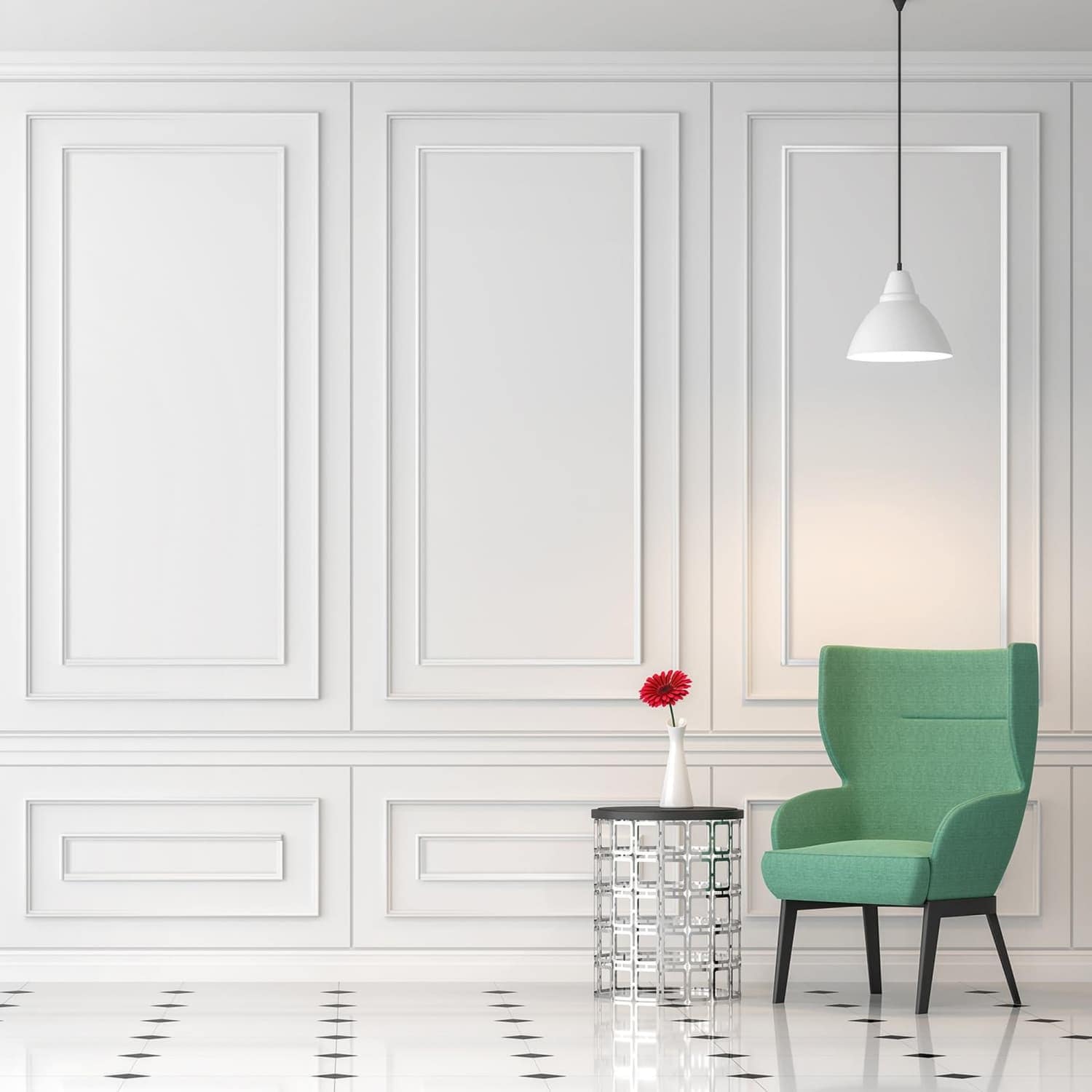 Angel Sar 3-Set White Peel and Stick Wall Molding Kit with Double-Layer Designs for Interior Walls Home Decor
