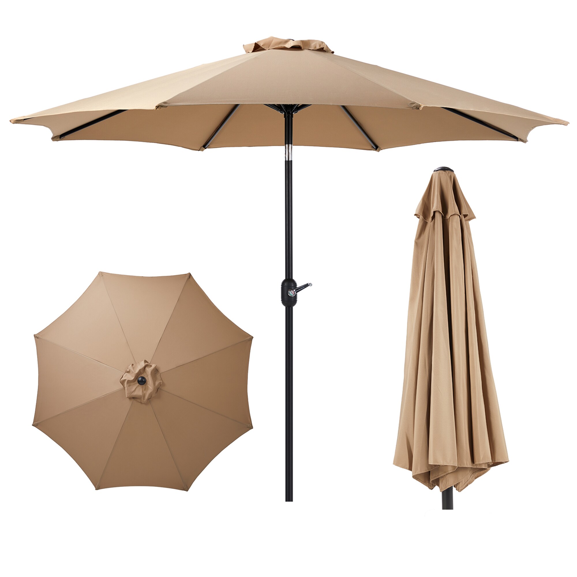 Bybafun YA8100088 9-Feet Steel Beige Push-button Tilt Market Patio Umbrella