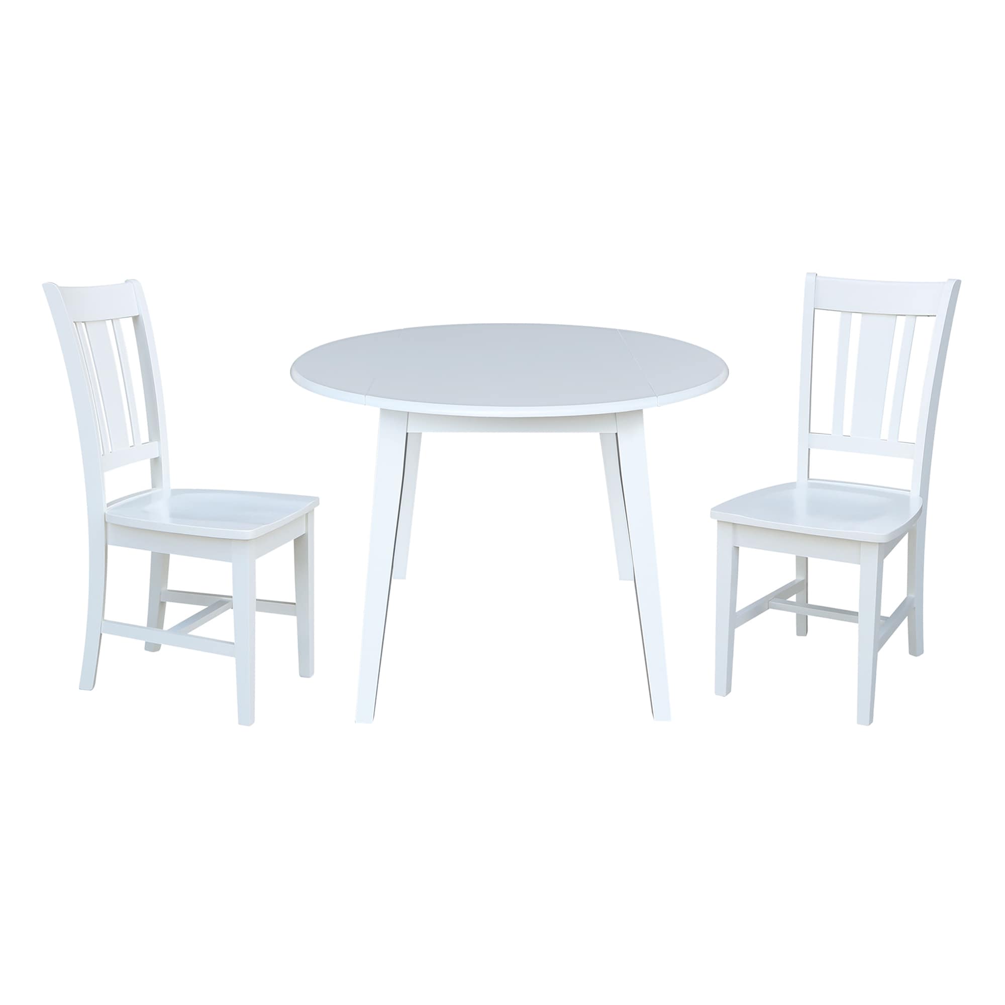 International Concepts K08-42DL-C10-2 White Traditional Dining Room Set with Round Table ( Seats 4 )