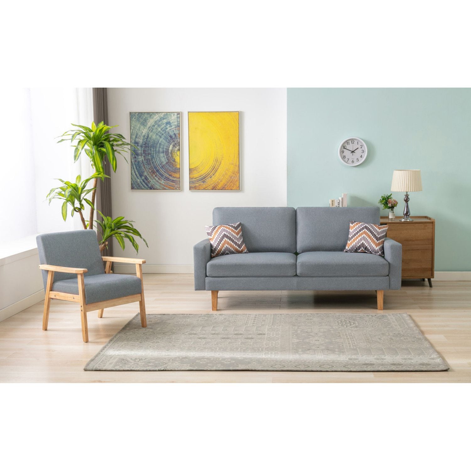JASMODER B061S00659 70-in Modern Gray Linen Sofa