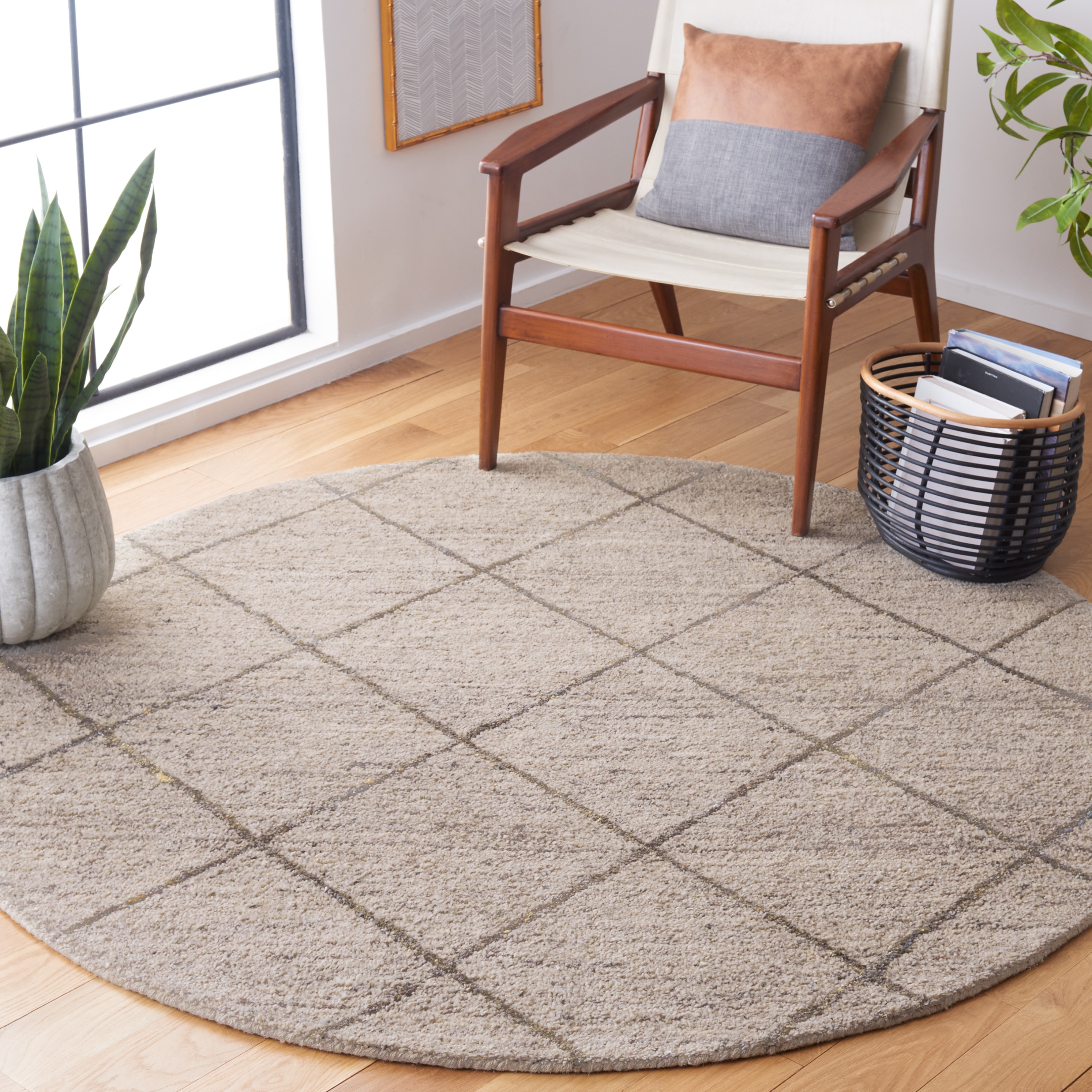  Himalaya 423 Ivory Contemporary 6ft x 6ft Round Rug