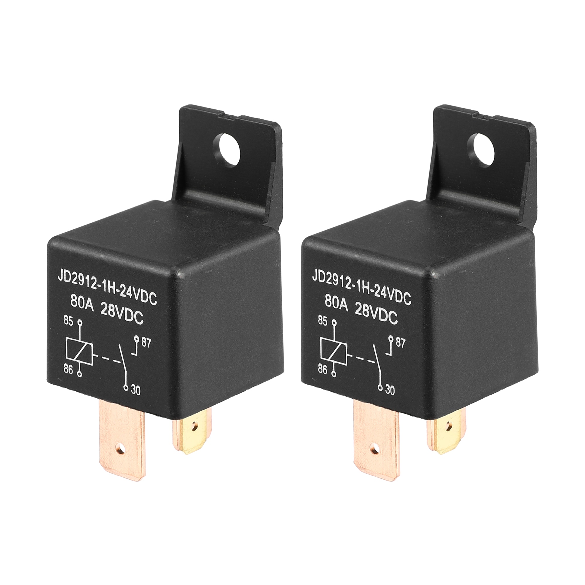 Unique Bargains 2pcs Car Relay On/Off Normally Open 4 Pin 24V 80Amp SPST Model JD2912-1H-24VDC 80A 28VDC Automotive Relay Switches #S26012000UX6136