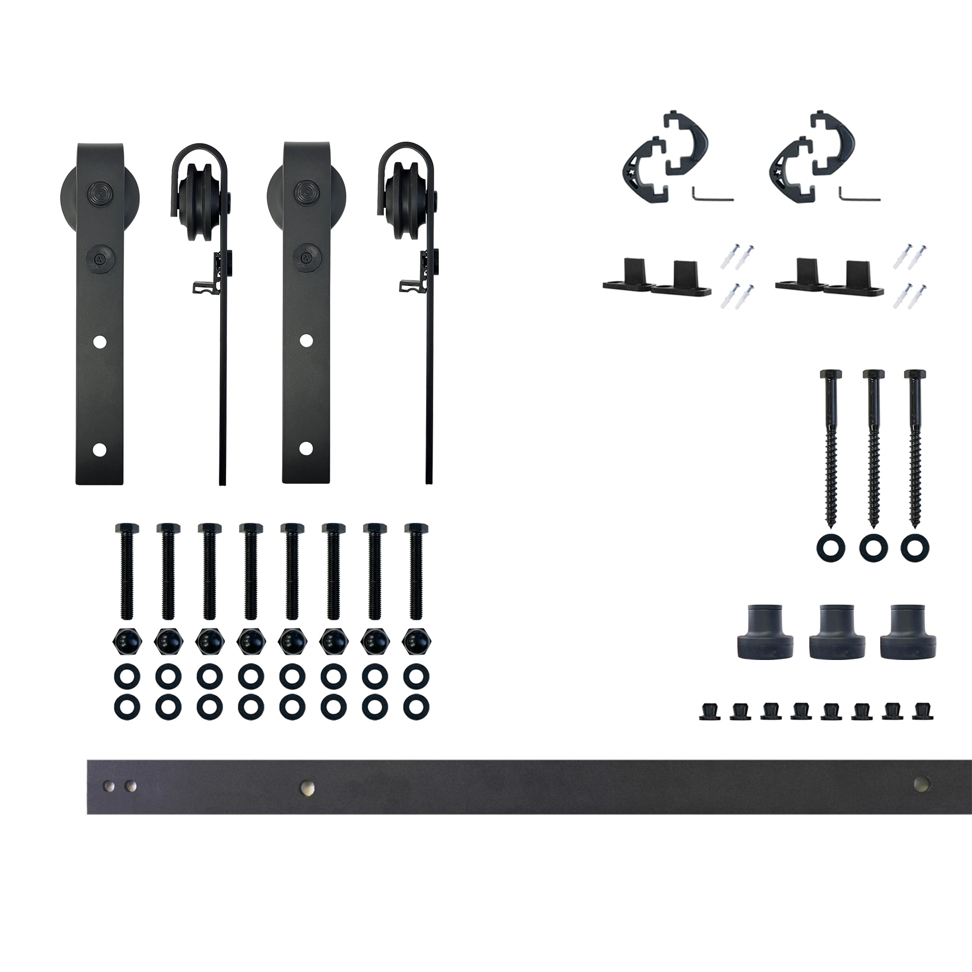 HOMACER YT2TGH048C 48-in Rustic black Black Indoor J-strap Double Barn door hardware kit
