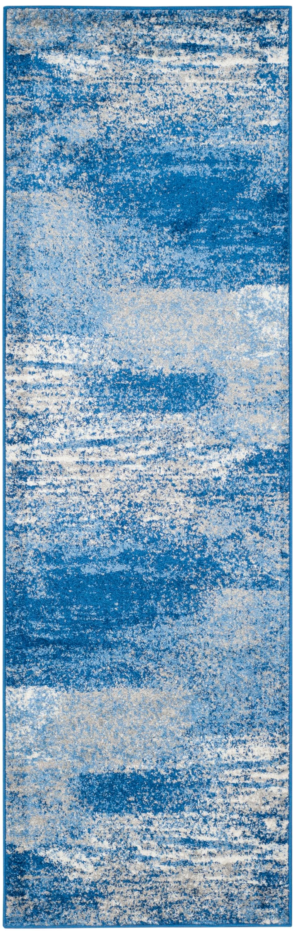 Safavieh ADR112F-216 Adirondack Zayne 2 x 16 (ft) Loomed Polypropylene Silver/Blue Rectangular Indoor Abstract Industrial Runner rug