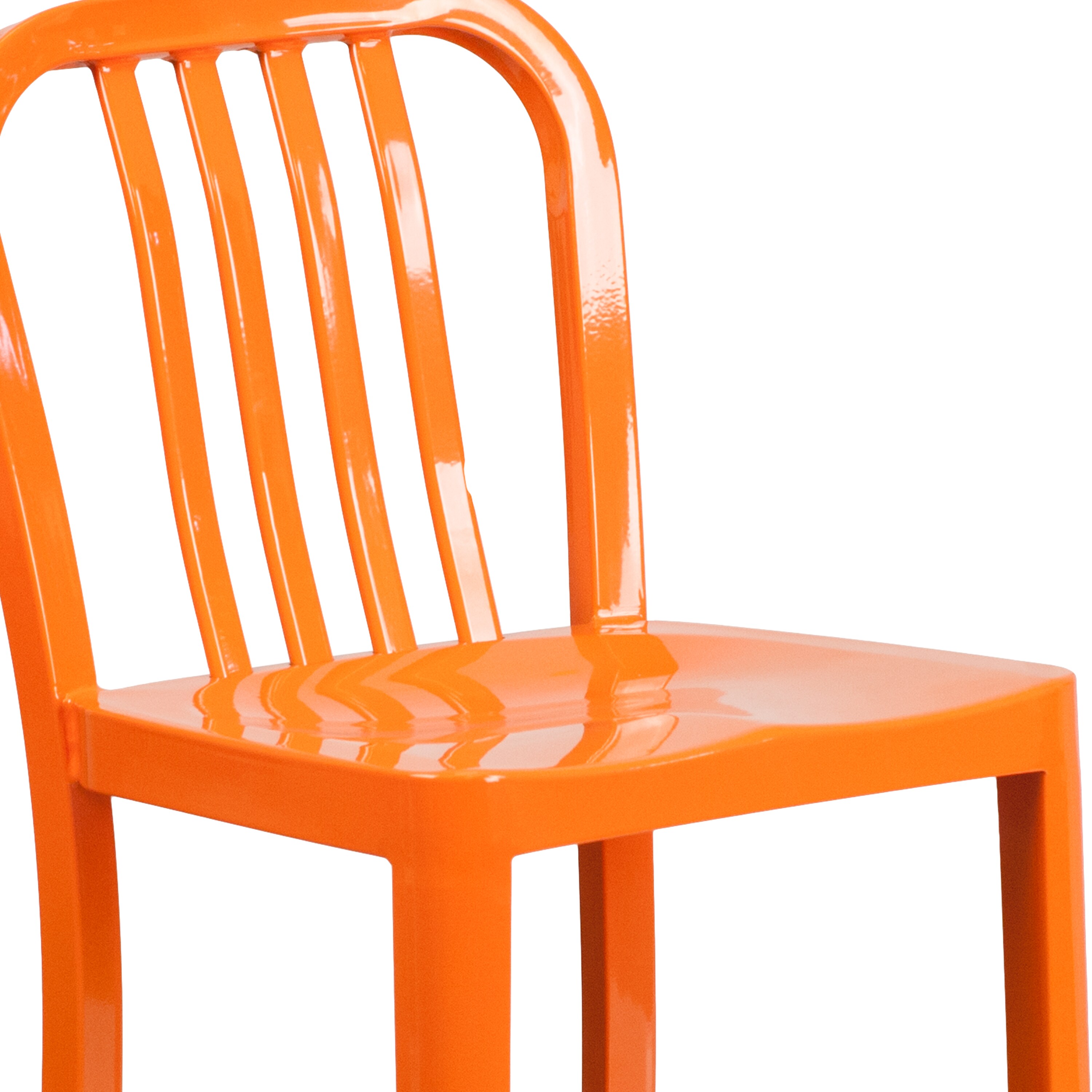 24" High Orange Metal Indoor-Outdoor Counter Height Stool