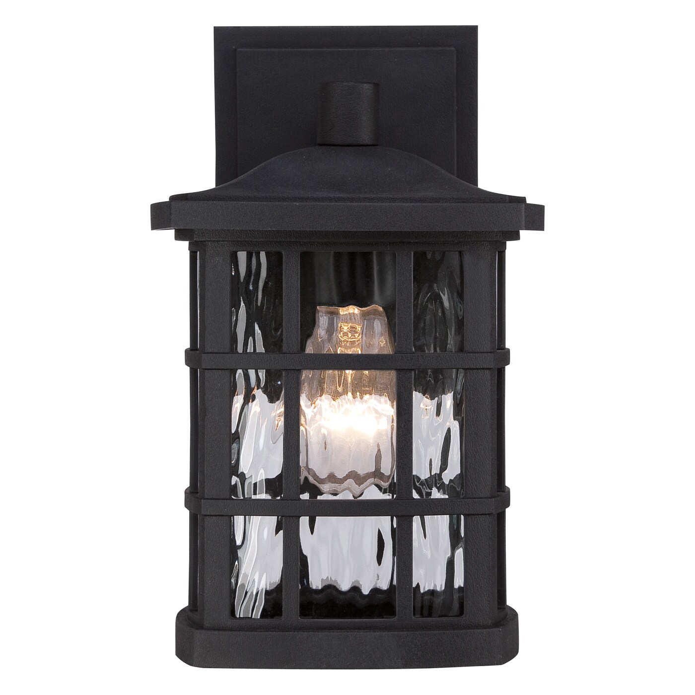 Mystic Black and Bronze Outdoor Wall Lantern with Clear Water Glass