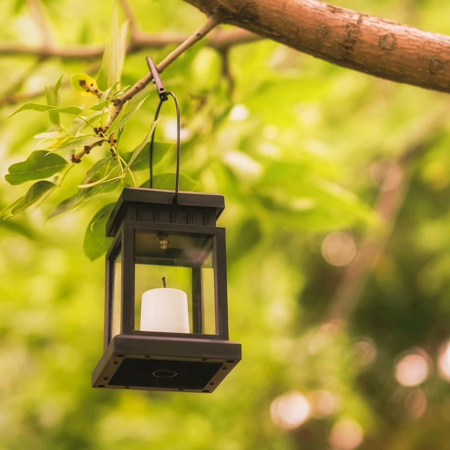 Vrbgify  8 Pack Solar Lanterns Outdoor LED Candle Effect Hanging Lantern Lights with Stakes IP64 Waterproof 3 Point 5 Inch x 3 Point 5 Inch x 5 Point 2 Inch for Garden Patio Yard Pathway