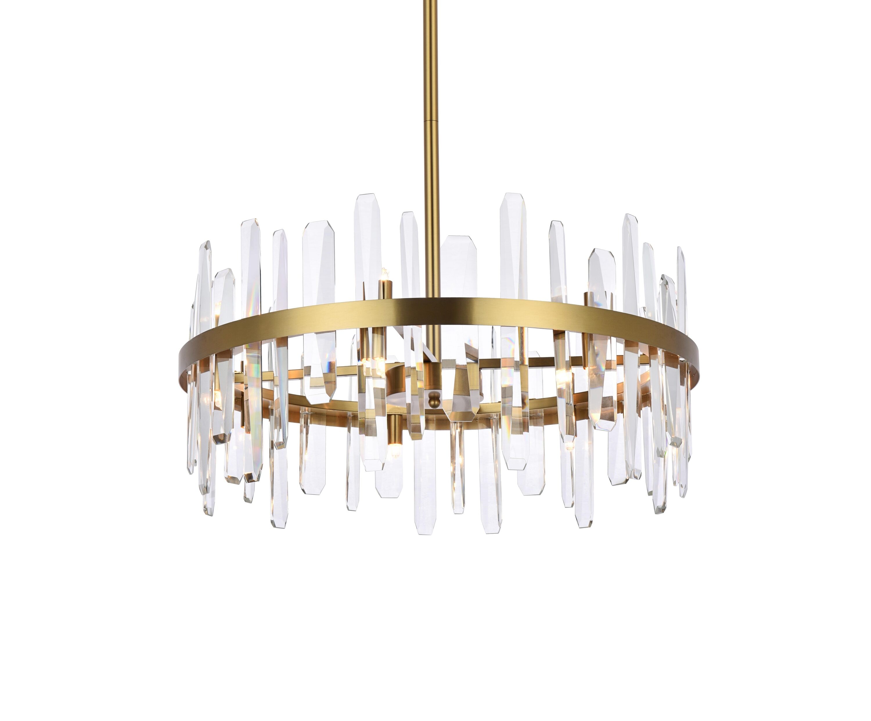 Satin Gold Crystal 14-Light Pendant Chandelier