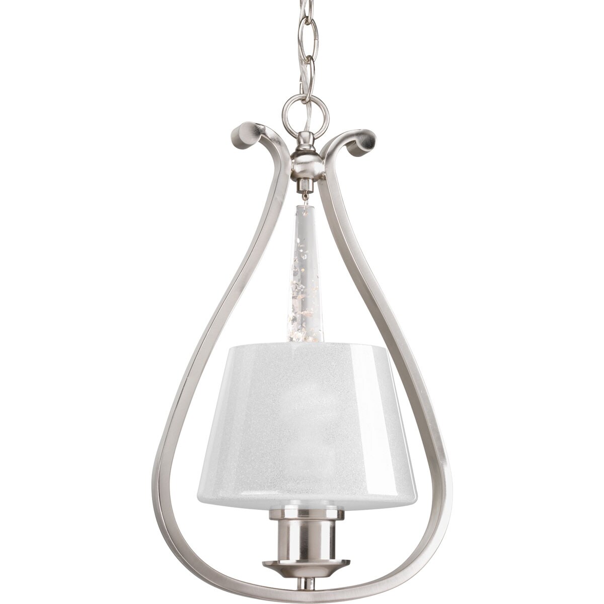 Progress Lighting P5017-09 Dazzle Brushed Nickel Transitional Clear Glass Bell Mini Hanging Pendant Light