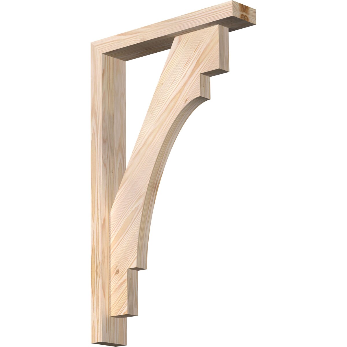 Ekena Millwork 1463315 Merced Block Smooth Bracket with Offset Brace Douglas Fir Wood Standard Bracket