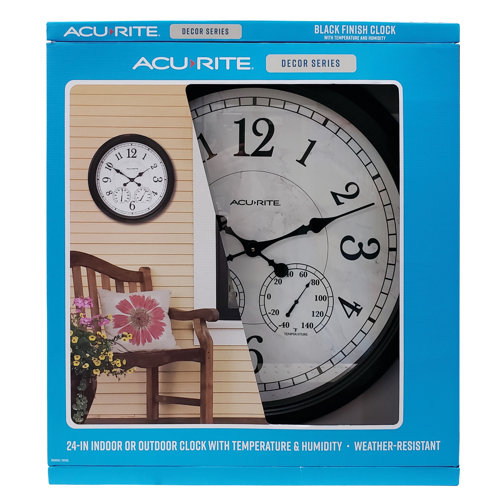 24 Outdoor/indoor Wall Clock With Thermometer And Humidity - Weathered  Bronze Finish - Acurite : Target