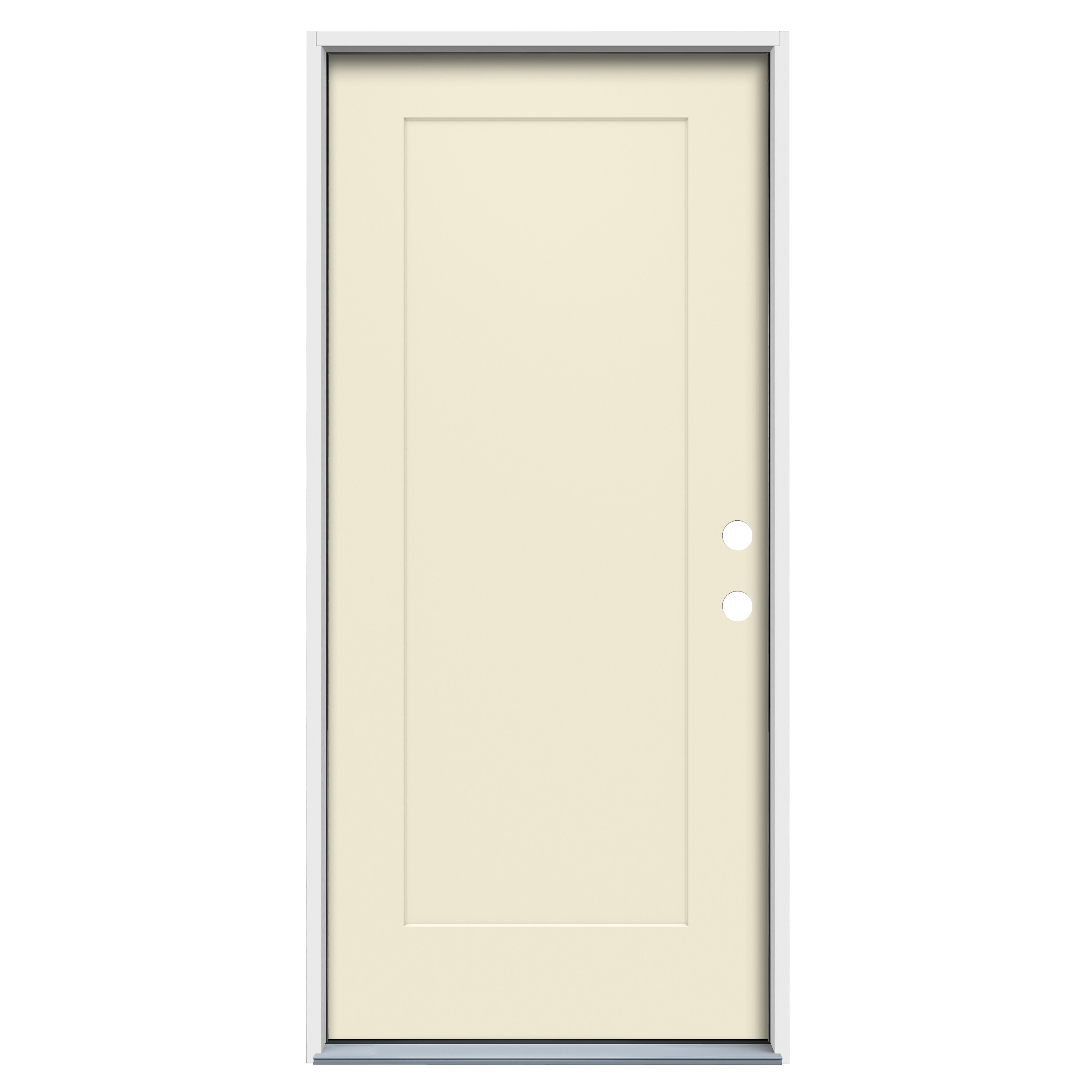 32-in x 80-in Steel Left-Hand Inswing Bisque Paint Painted Prehung Single Front Door Insulating Core in Off-White | - American Building Supply LO1049553
