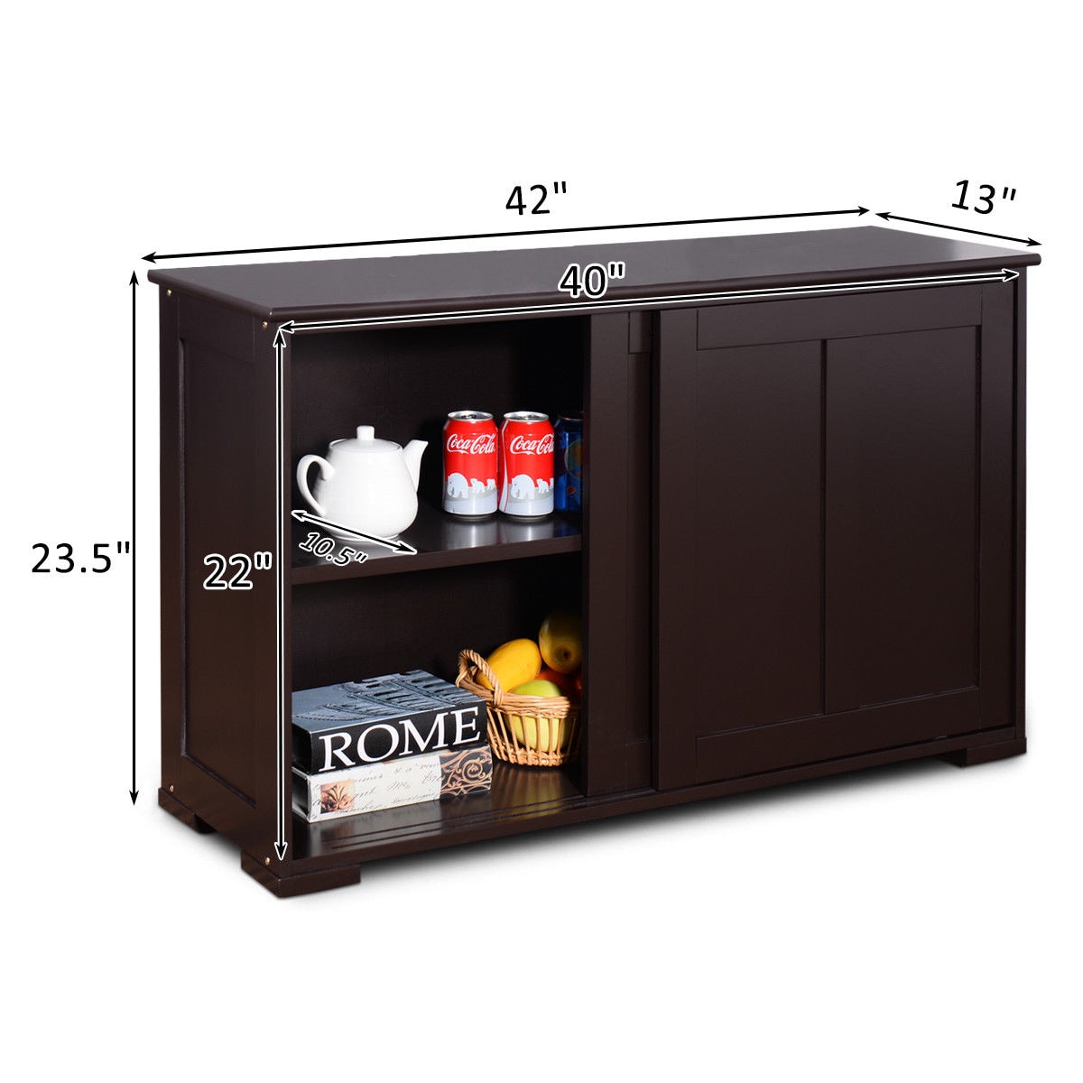 Dark Brown Painted Composite Wood Kitchen Storage Cabinet