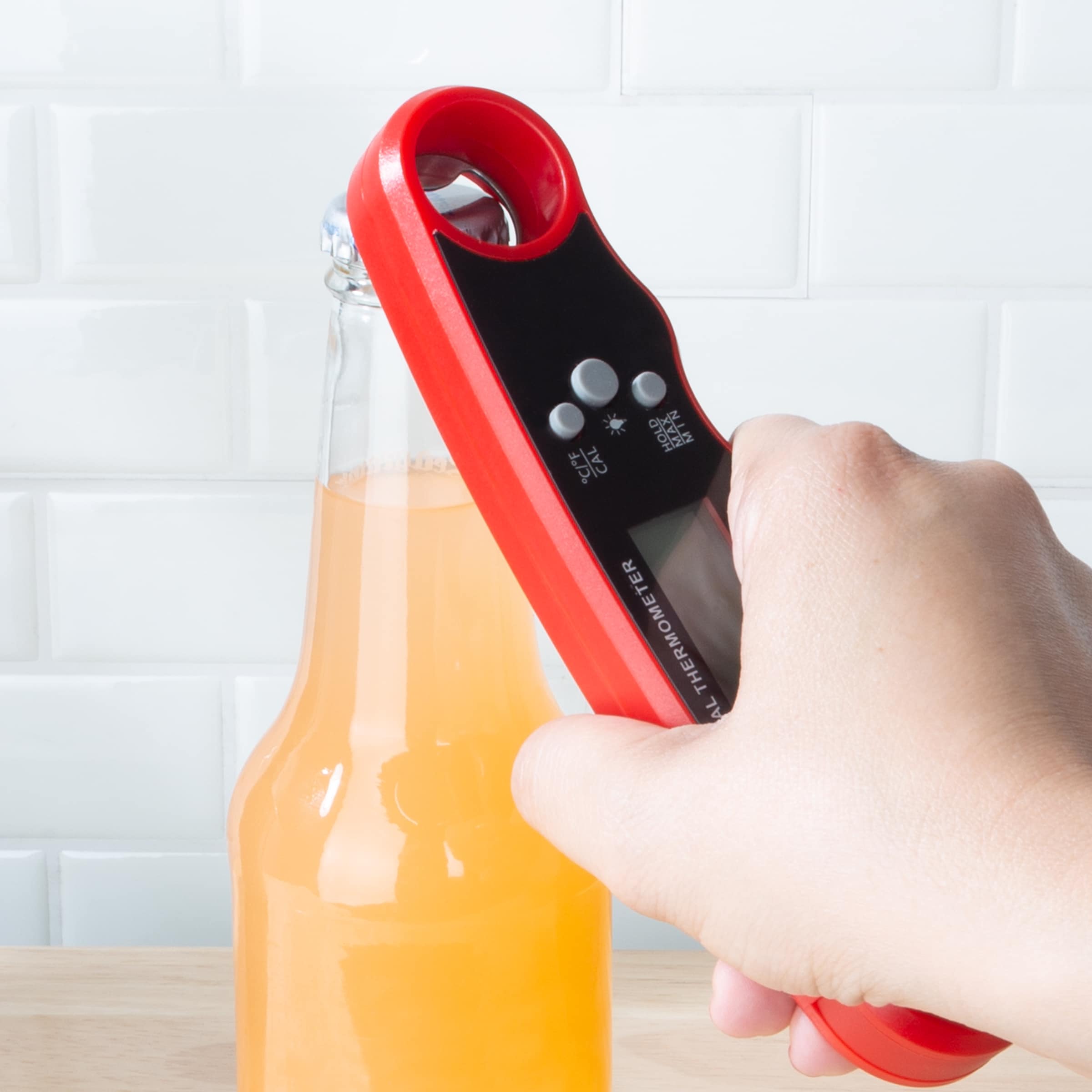 Red Water-Resistant Digital Wireless Meat Thermometer