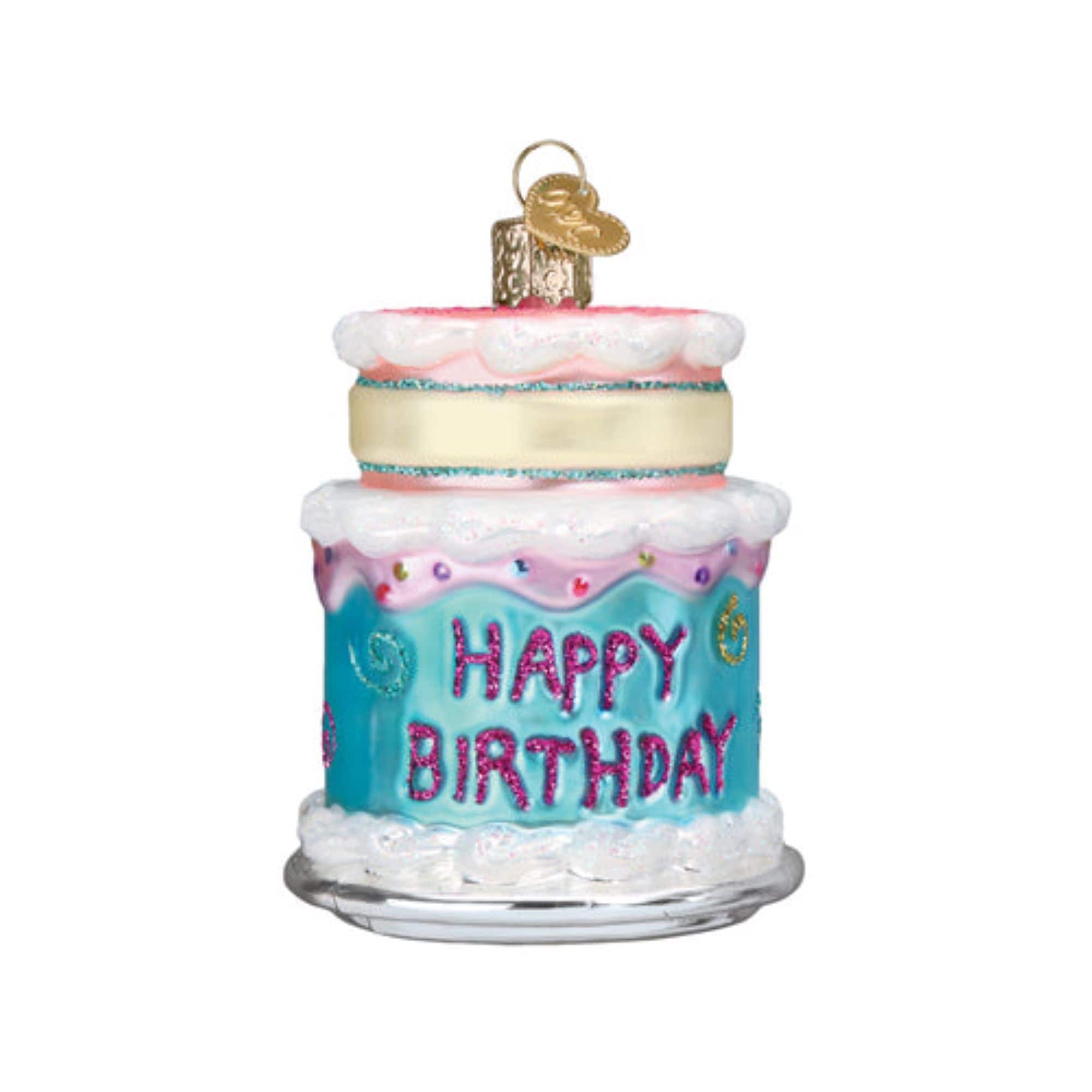 Old World Christmas 729343325983 Glass Blown Ornament for Tree - Happy Birthday Cake